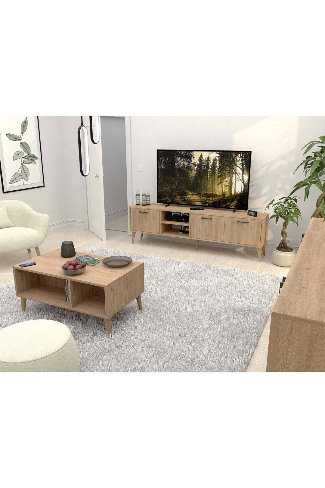 Set 1587-2076-1626 Exxen (Ahşap Ayaklı) Tv Ünitesi - Orta Sehpa