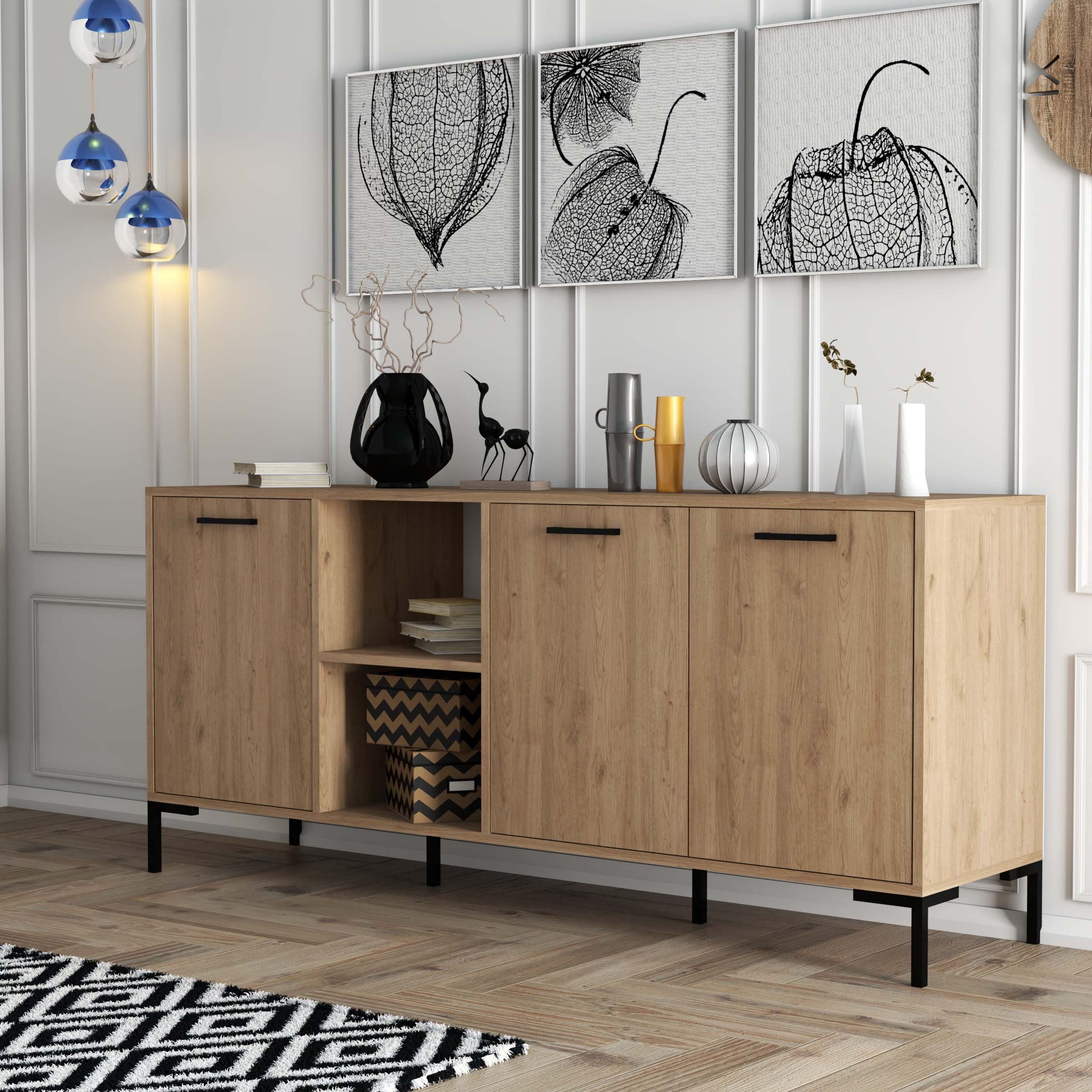 1636 Aurora 180 Cm (METAL AYAKLİ) Modern Konsol Sepet