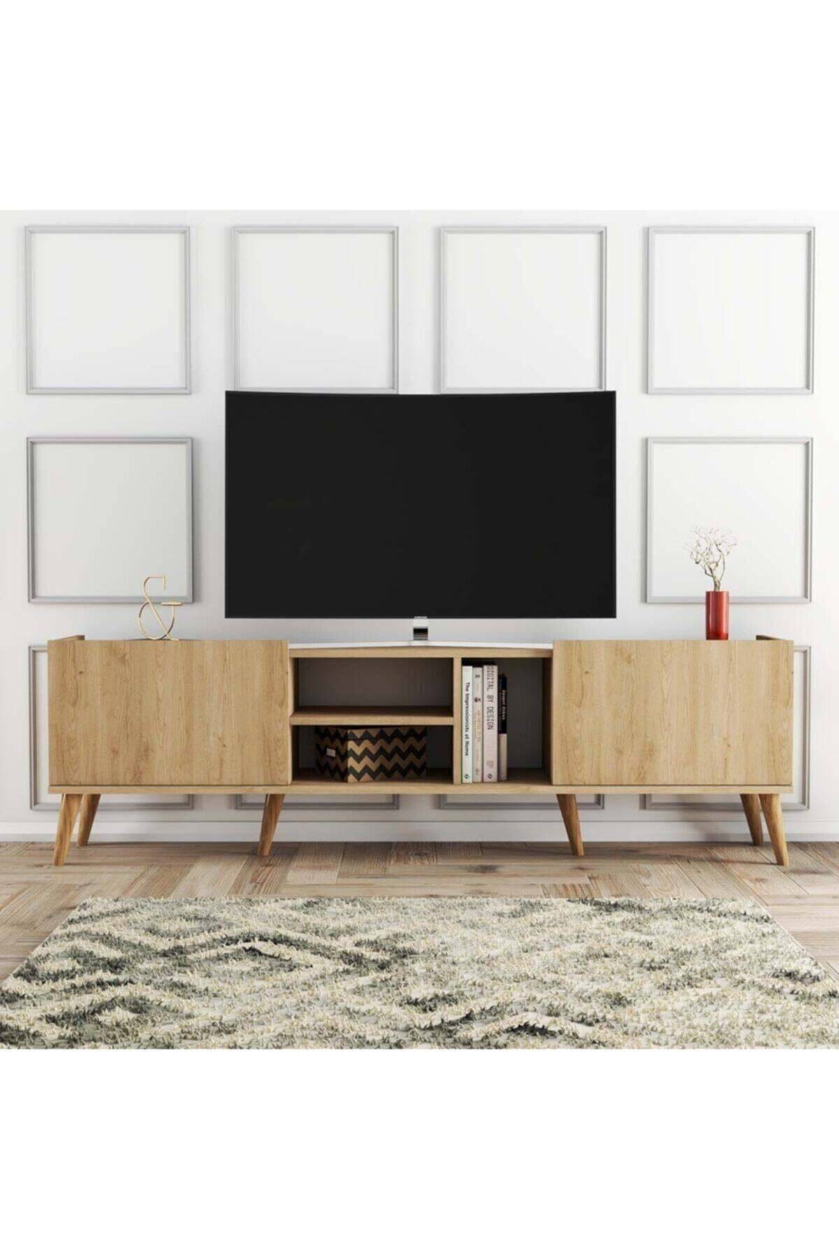 1350 Lotus 180 Cm (Ahşap Ayaklı) Tv Ünitesi Sepet Rengi