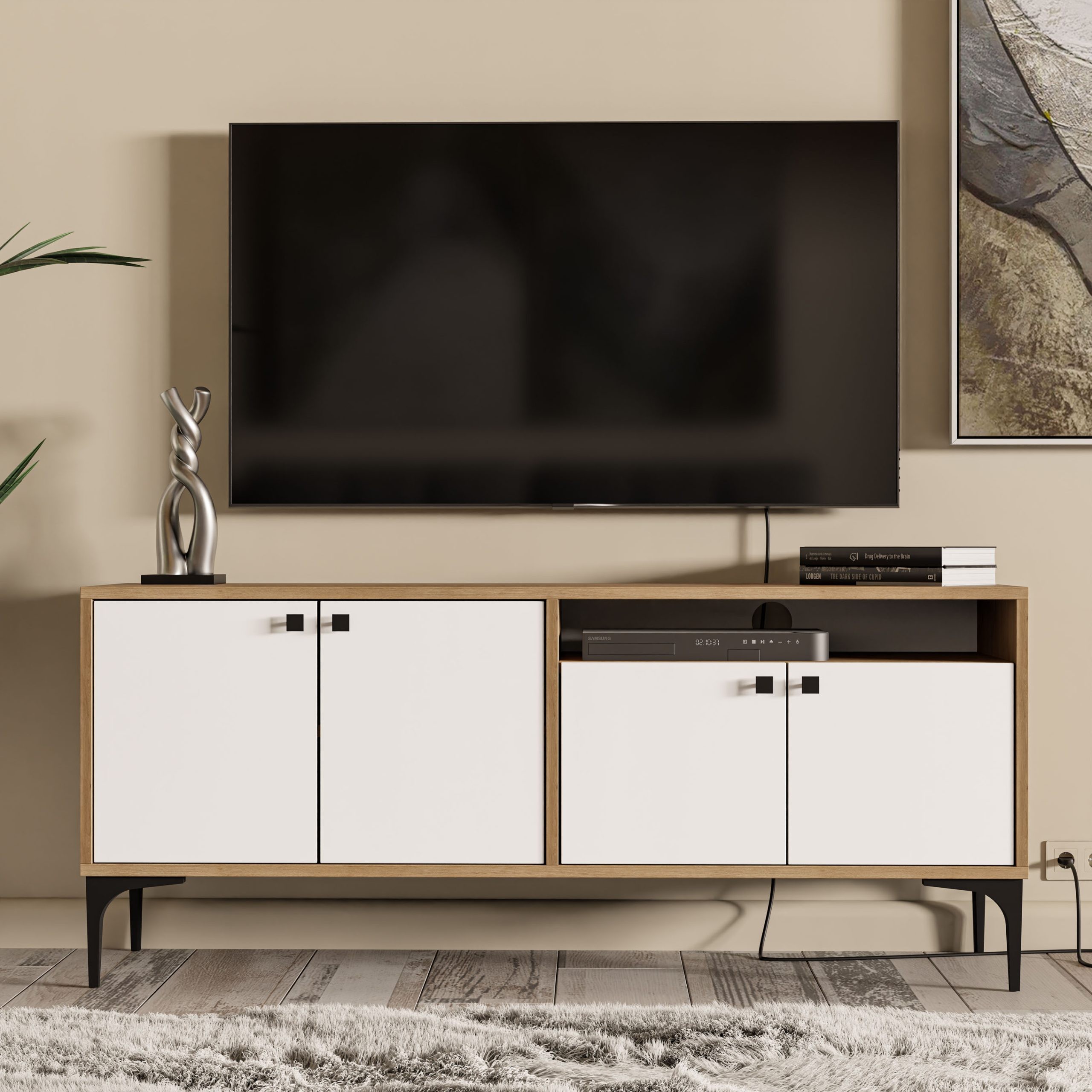 1548 Artemis 139 Cm Tv Ünitesi Sepet-Beyaz