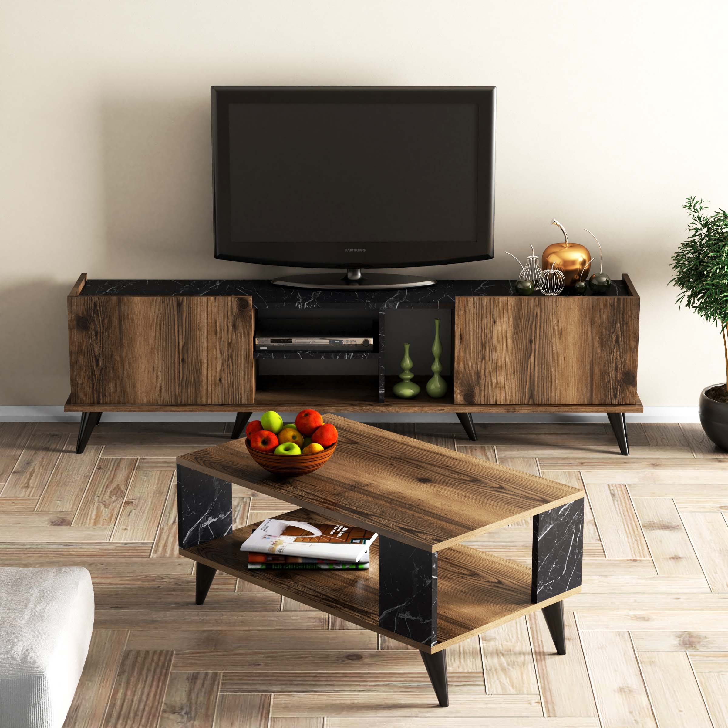 SET 1330 - 2024 Elegante Tv Üitesi City Orta Sehpa Takımı
