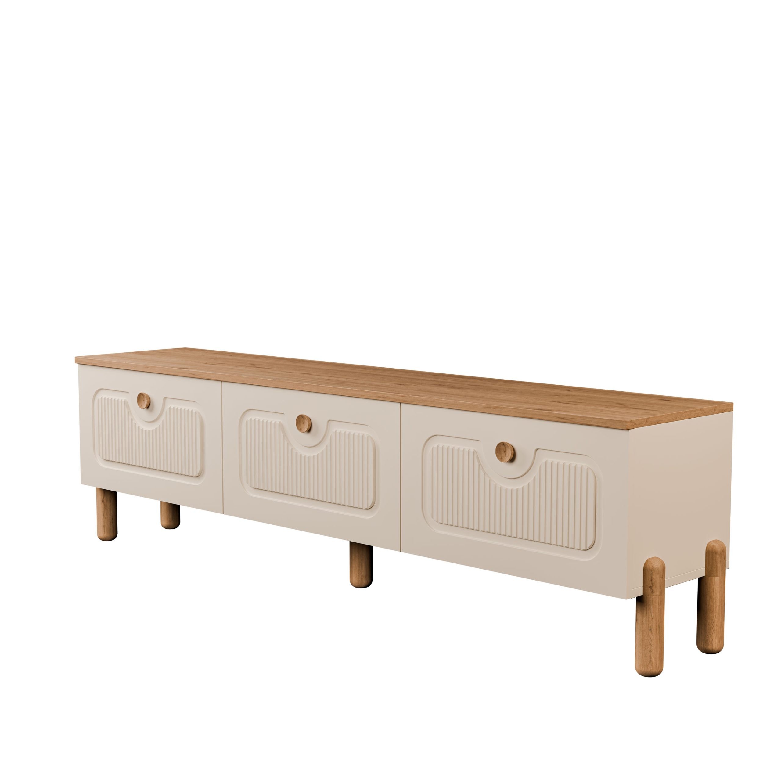 4090 Napoli 180 Cm (Membran MDF Kapaklı) Bohem Tv Ünitesi Sepet - Beyaz