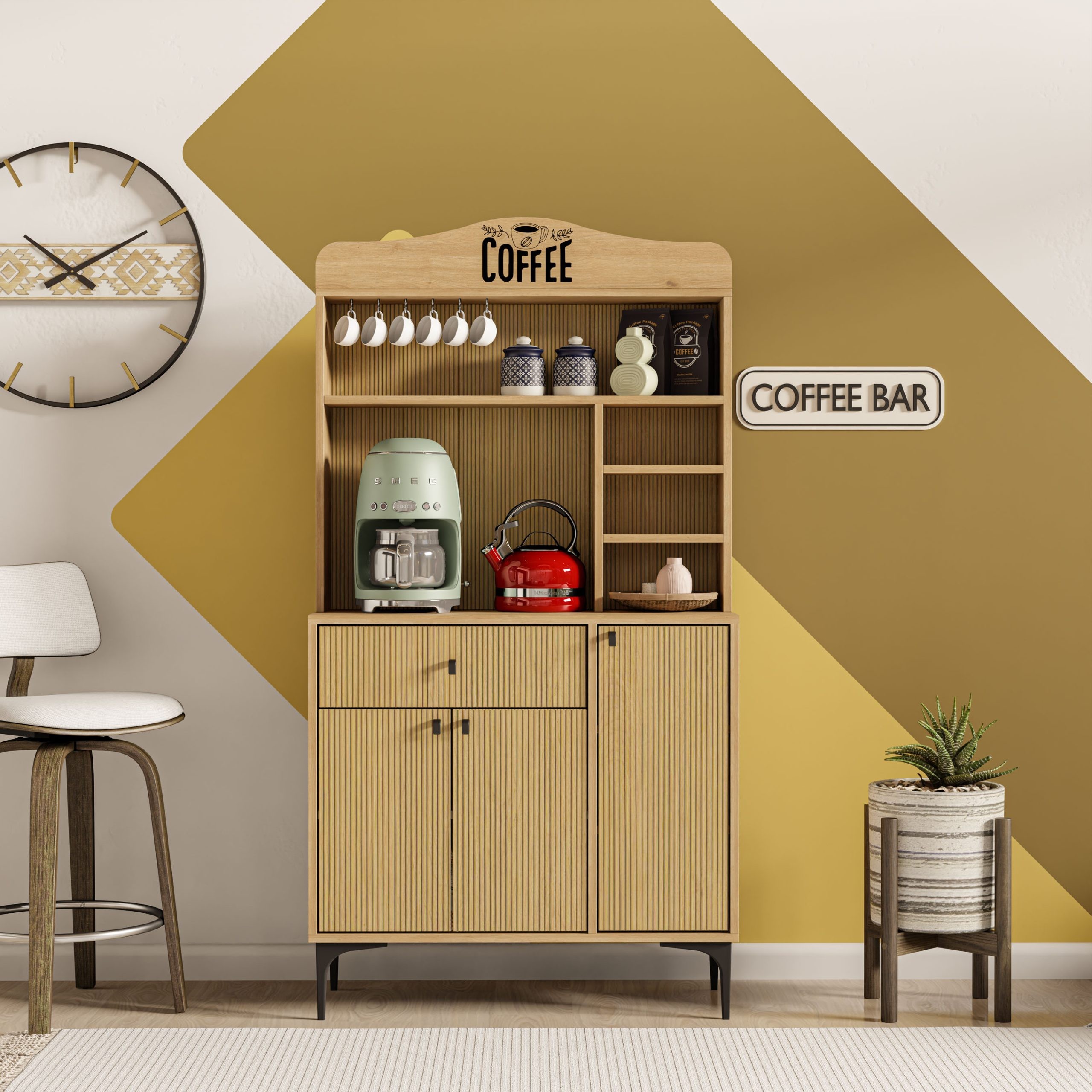 5226 SIESTA 90 CM KAHVE KÖŞESİ ÇOK AMAÇLI DOLAP 3 KAPAKLI 1 ÇEKMECELİ KİLER MUTFAK DOLABI SEPETYUNUS
