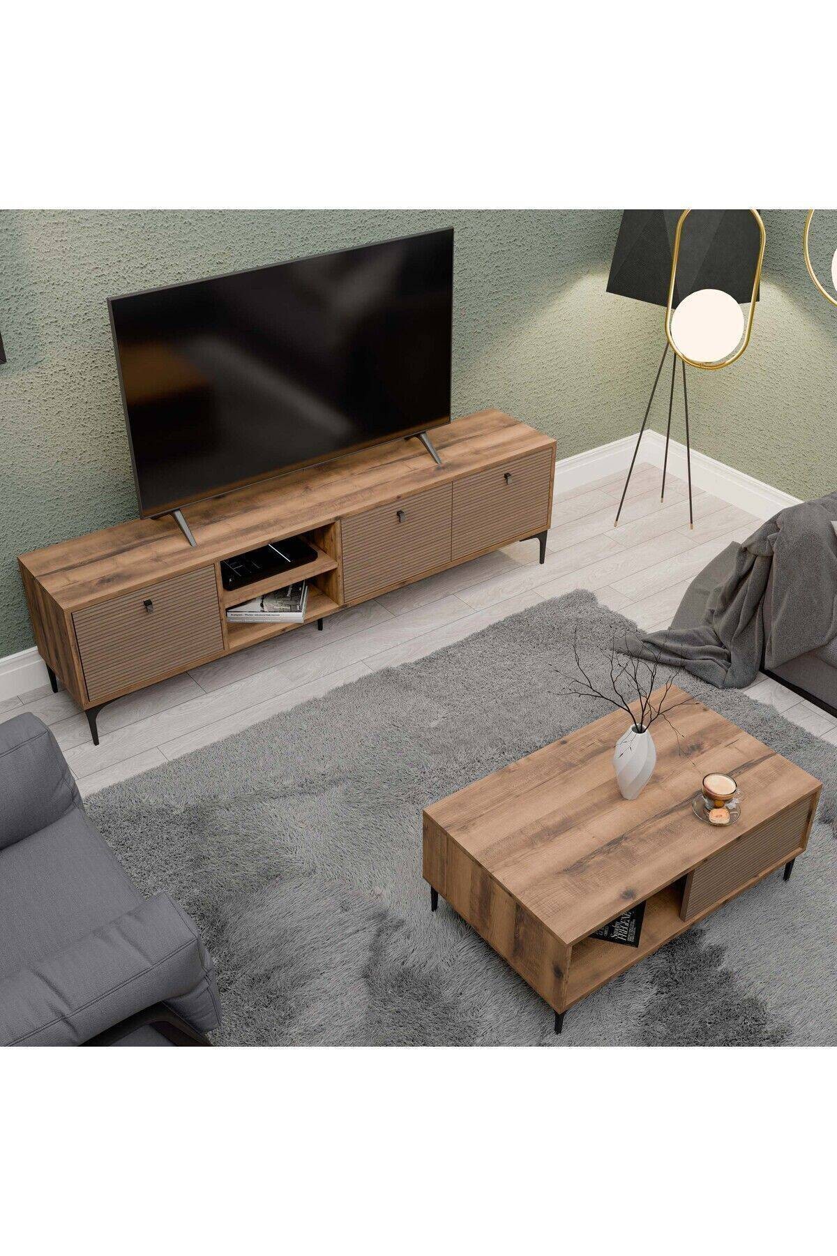 SET 1360-2090 VİSİON TV ÜNİTESİ - ORTA SEHPA SETİ HAT - KAPLAN