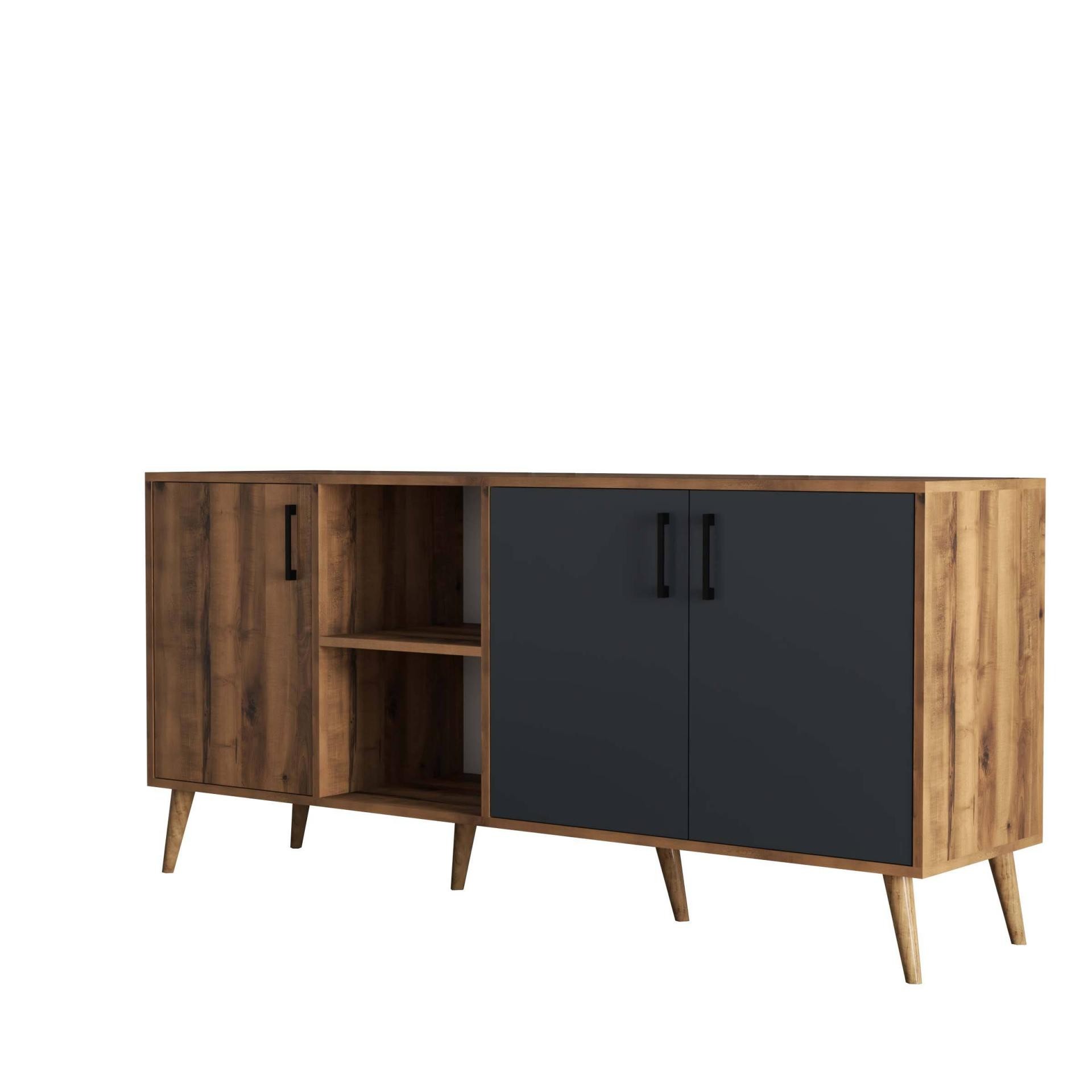 1620 Exxen 180 Cm (AHŞAP AYAKLİ) Modern Konsol Hat Antrasit
