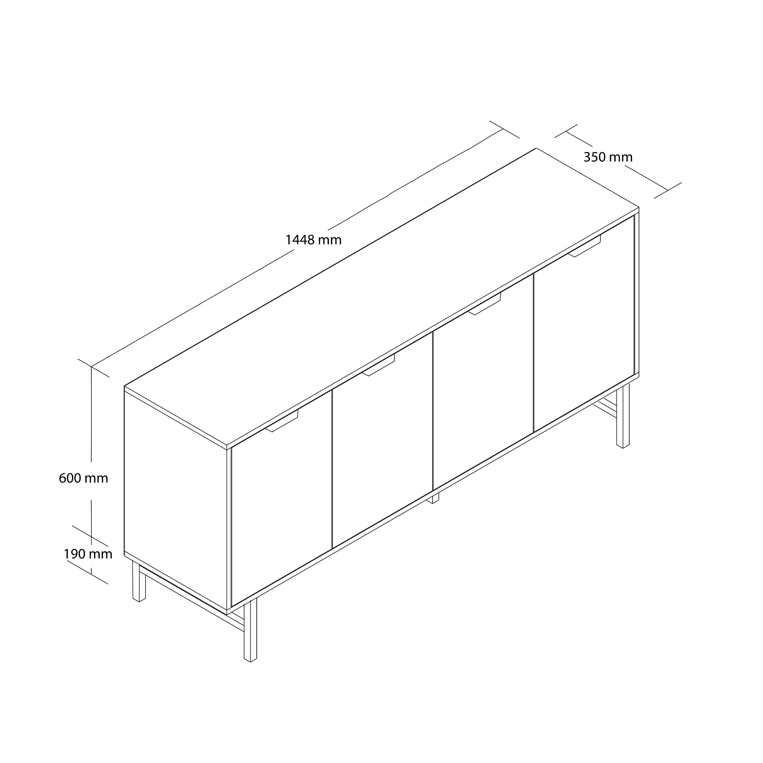 4616 BLANCO 145 CM (METAL AYAKLI) KONSOL SİYAH KAPLAN