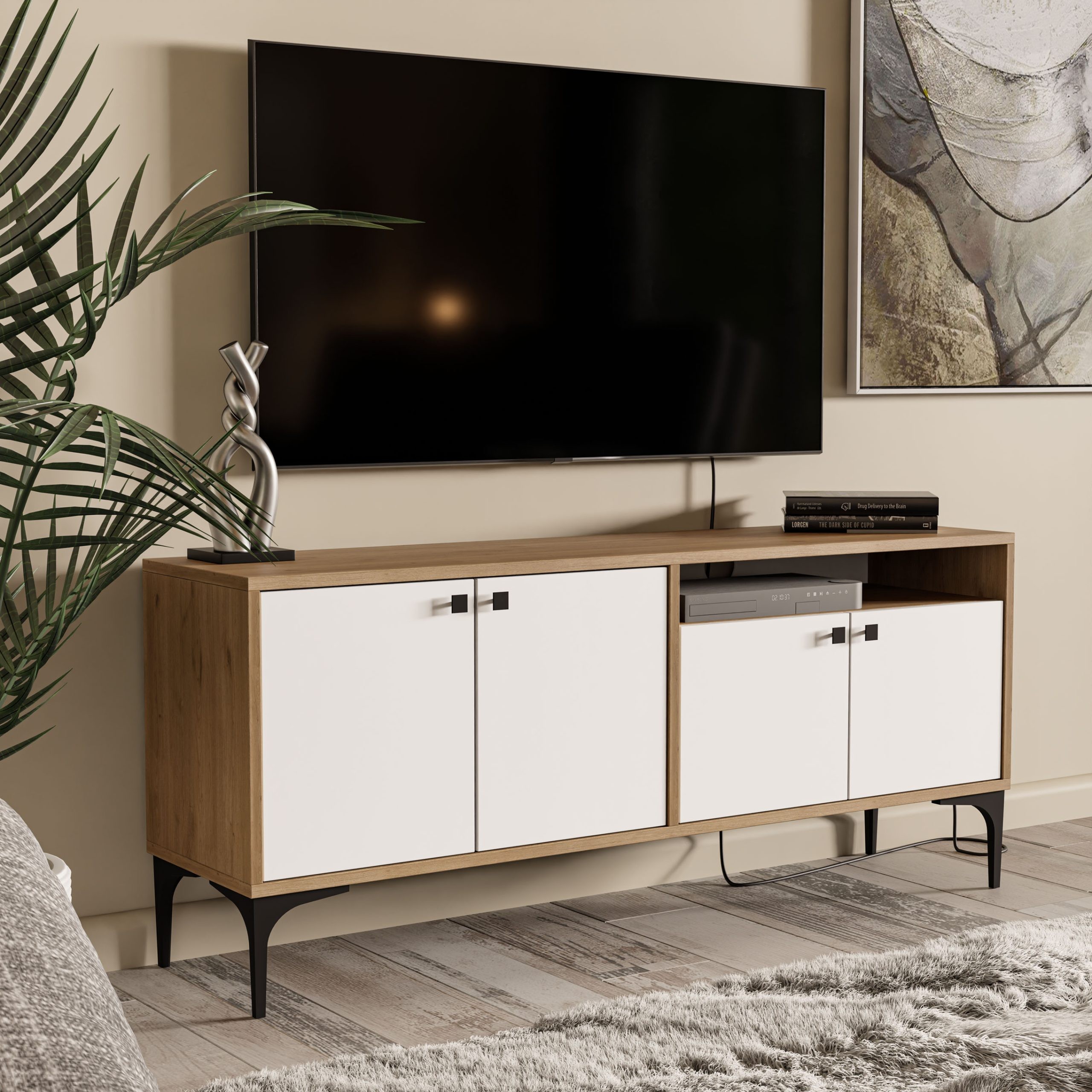 1548 Artemis 139 Cm Tv Ünitesi Sepet-Beyaz