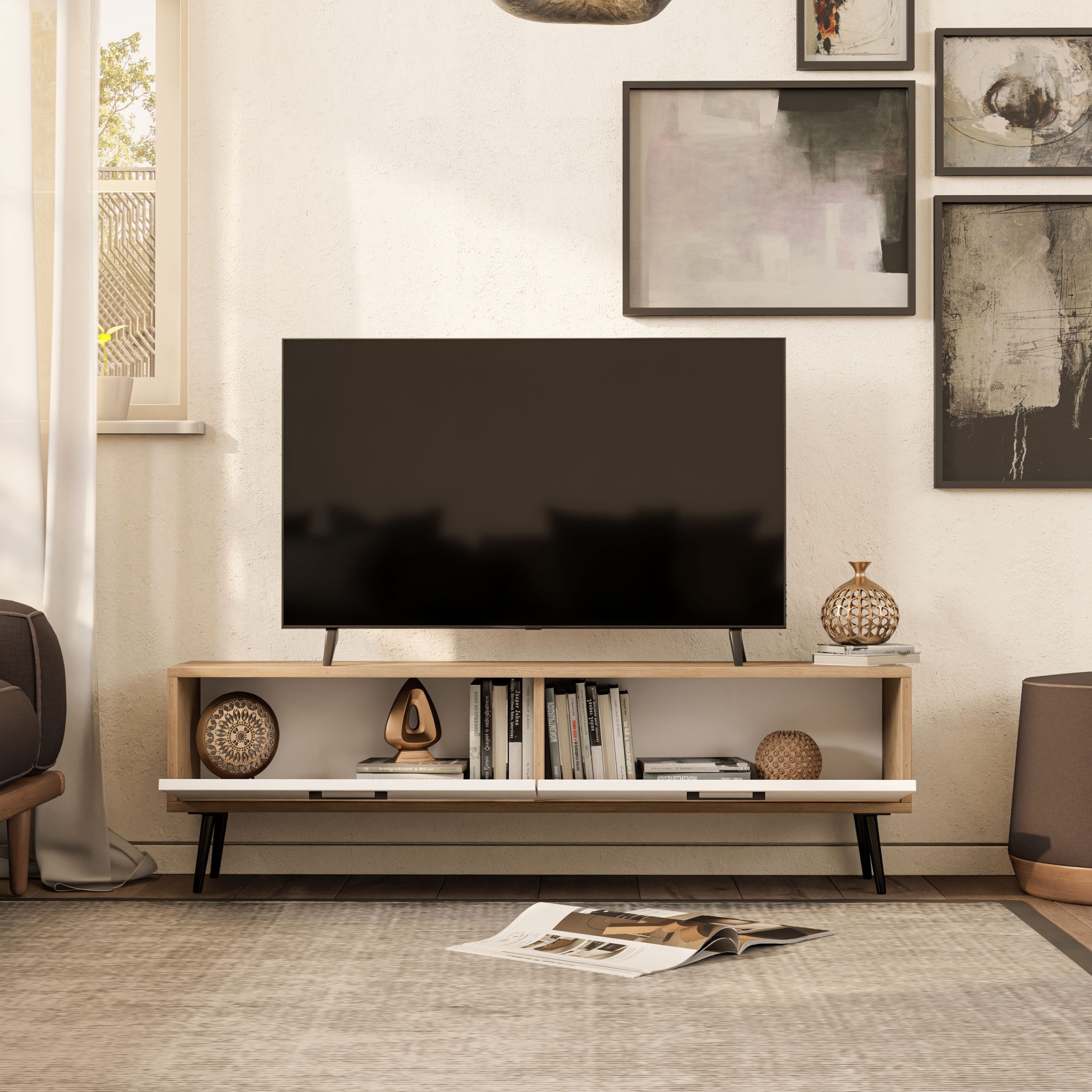 4064 Bold 138 Cm Tv Ünitesi Sepet-Beyaz