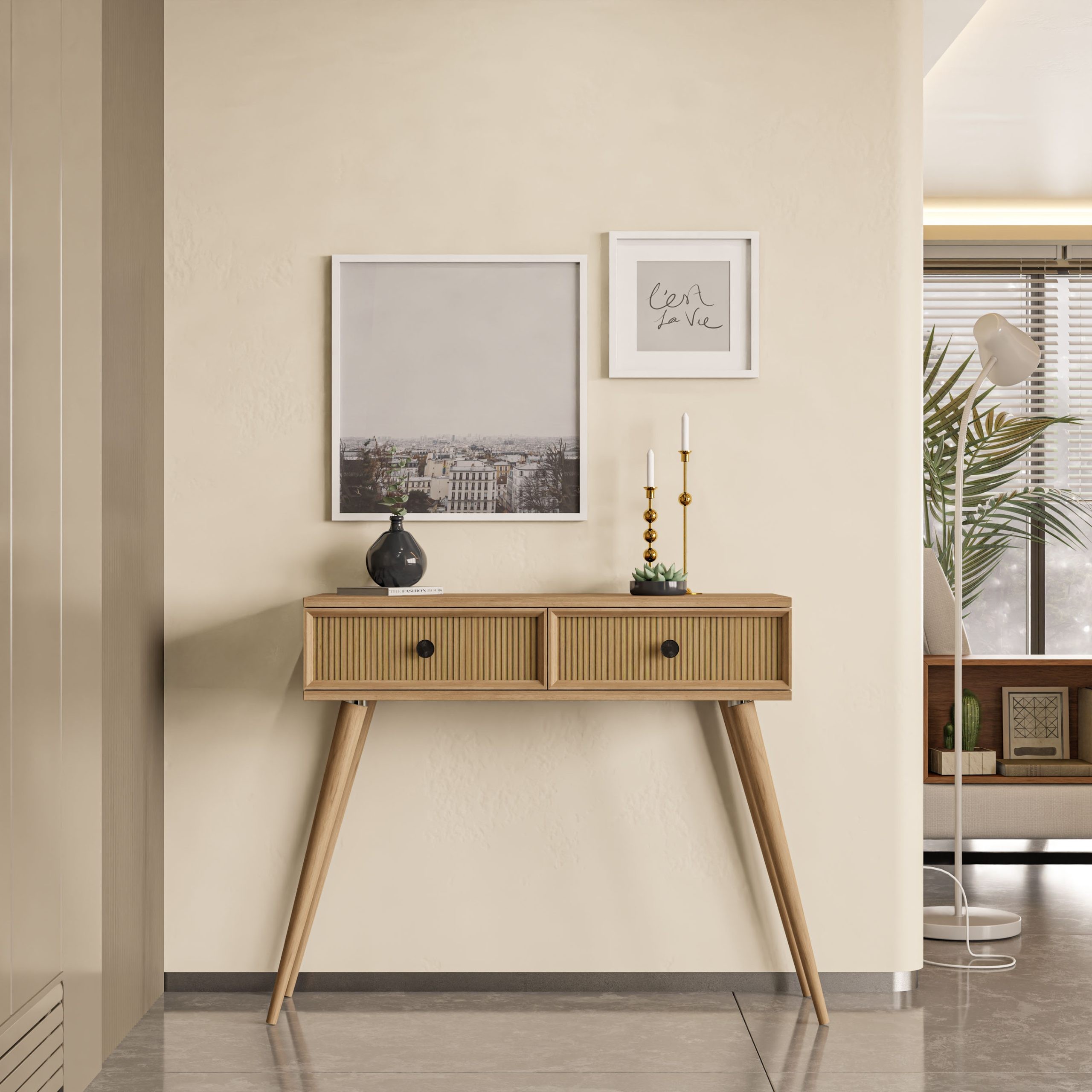 6025 LUNA (AHŞAP AYAKLI) MDF PROFİL ÇERÇEVELİ 2 ÇEKMECELİ DRESUAR SEPET-YUNUS