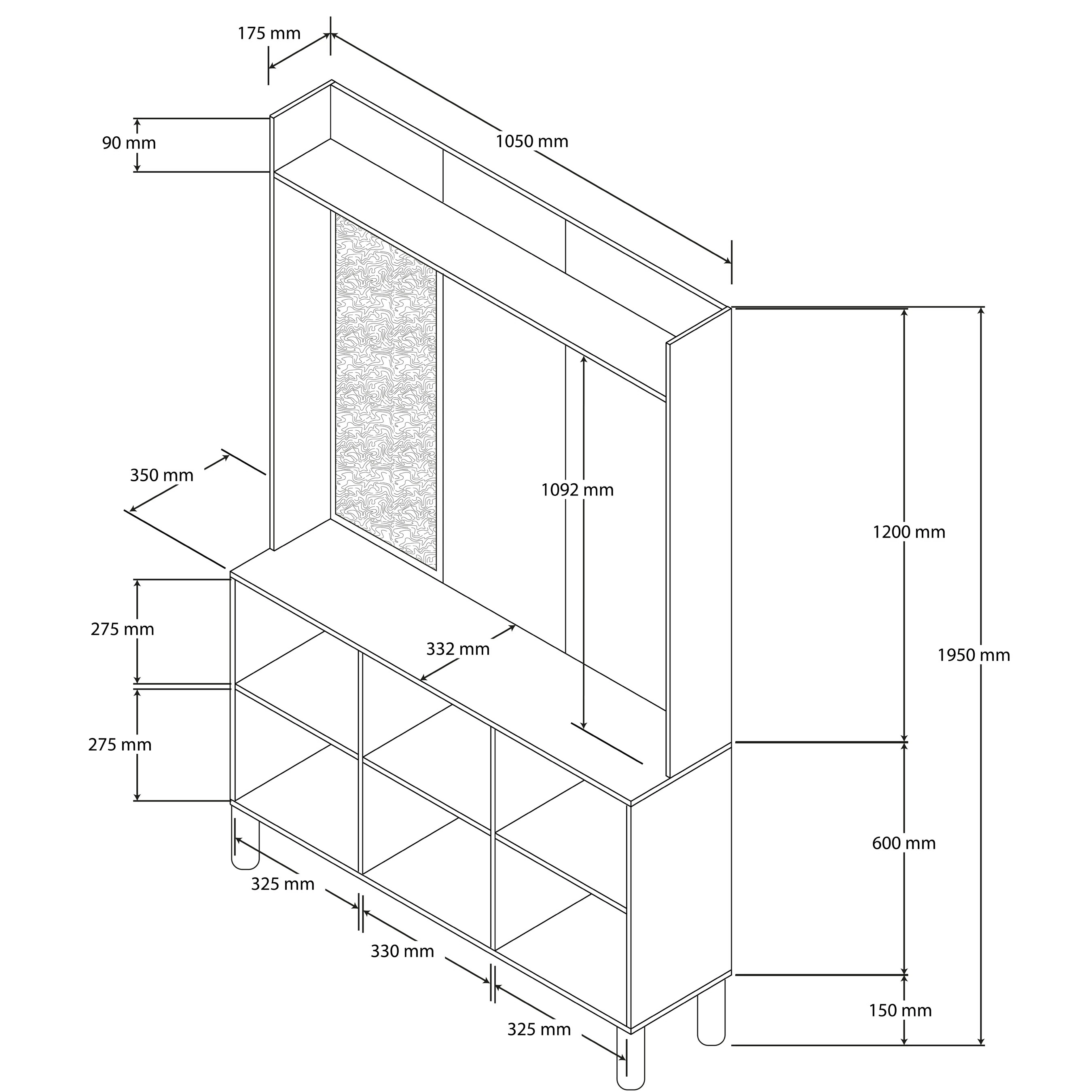 5090 Roma Sol Aynalı 3 Kapaklı (Membran) 3 Askılı Bohem Portmanto Atlantik Çam - Beyaz