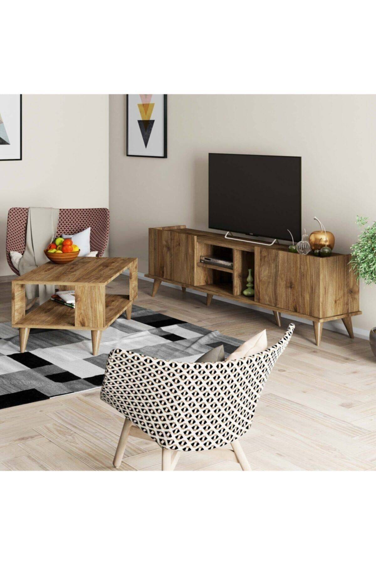 SET 1310-2022 Elegante 180 Cm Tv Ünitesi Ve City Orta Sehpa Takımı Amalfi