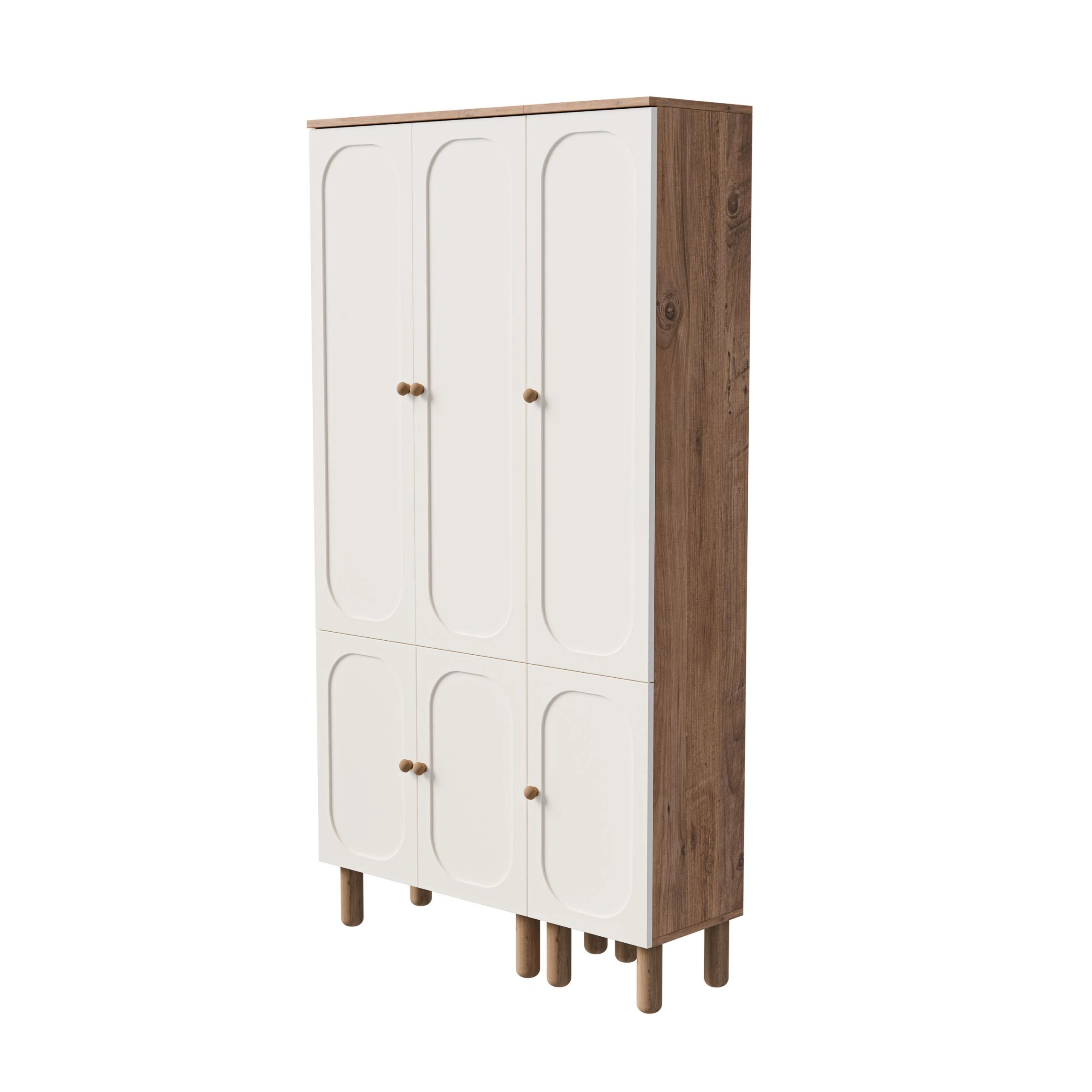 Set 5094-5093 Roma 6 Kapaklı (Membran) 5 Askılı Raflı Bohem Portmanto Atlantik Çam - Beyaz