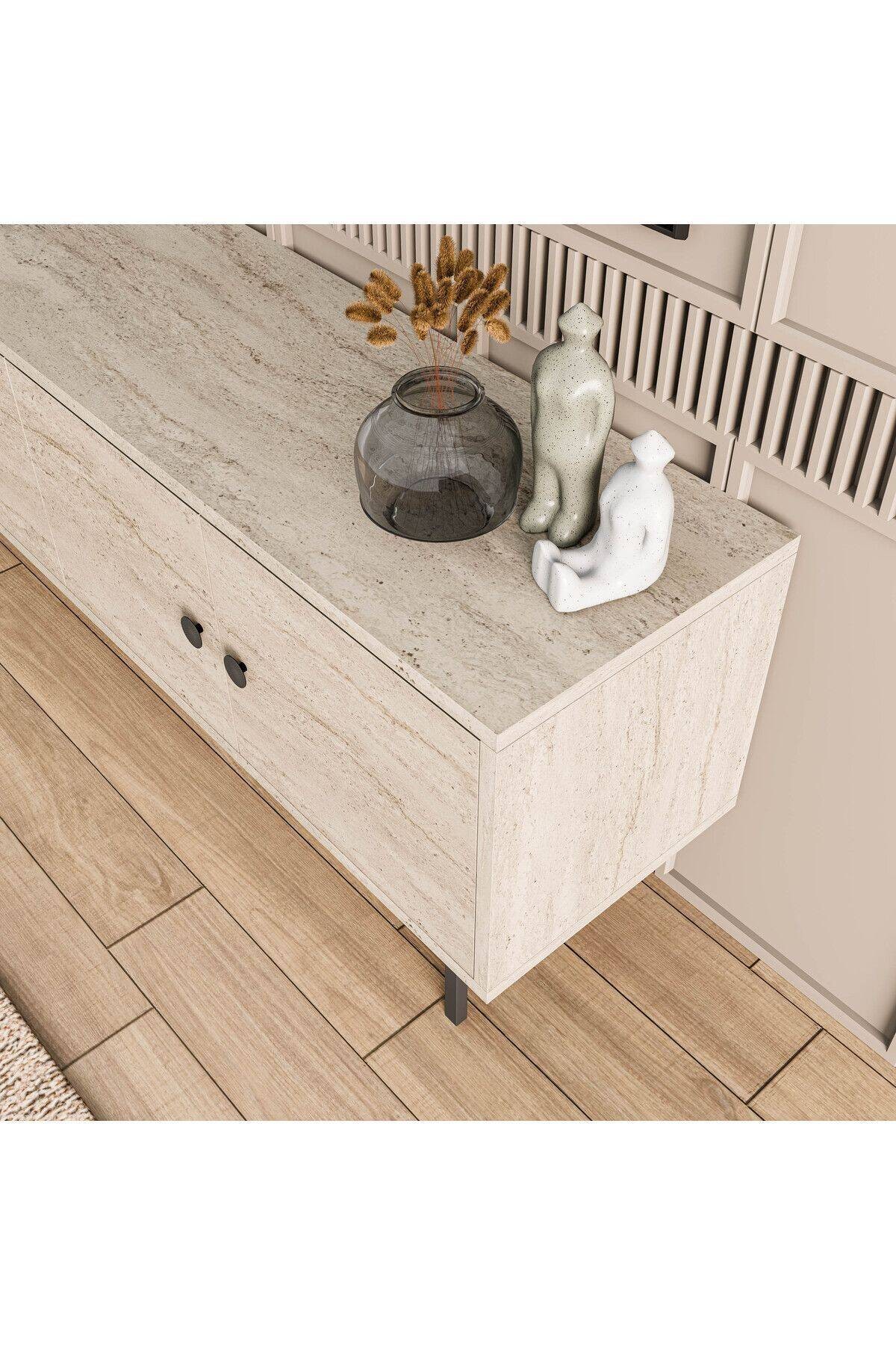 4040 DIAMOND METAL AYAKLI TV ÜNİTESİ 150 CM TRAVERTEN