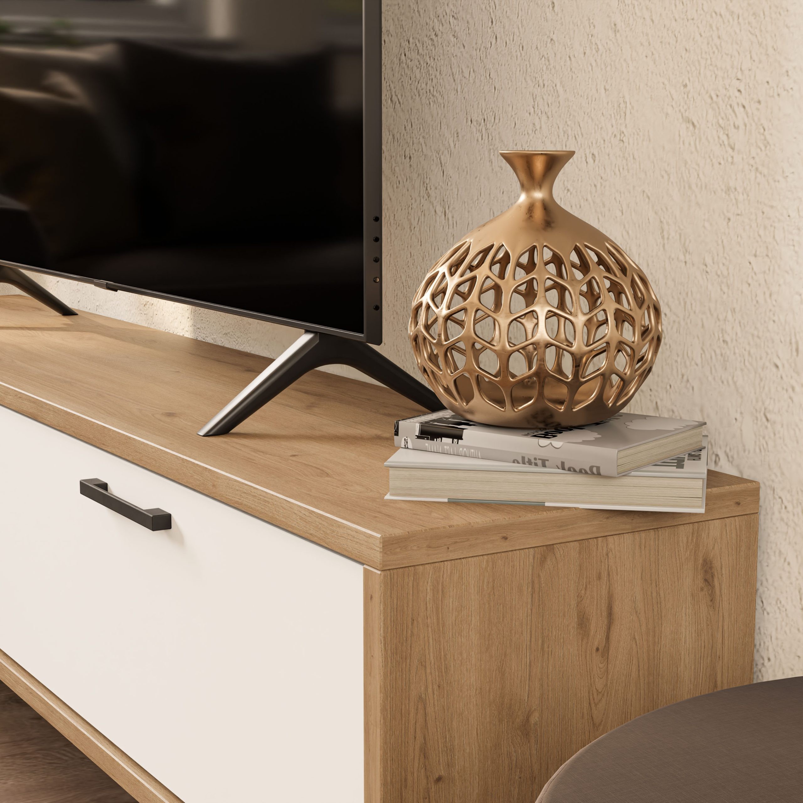 4064 Bold 138 Cm Tv Ünitesi Sepet-Beyaz