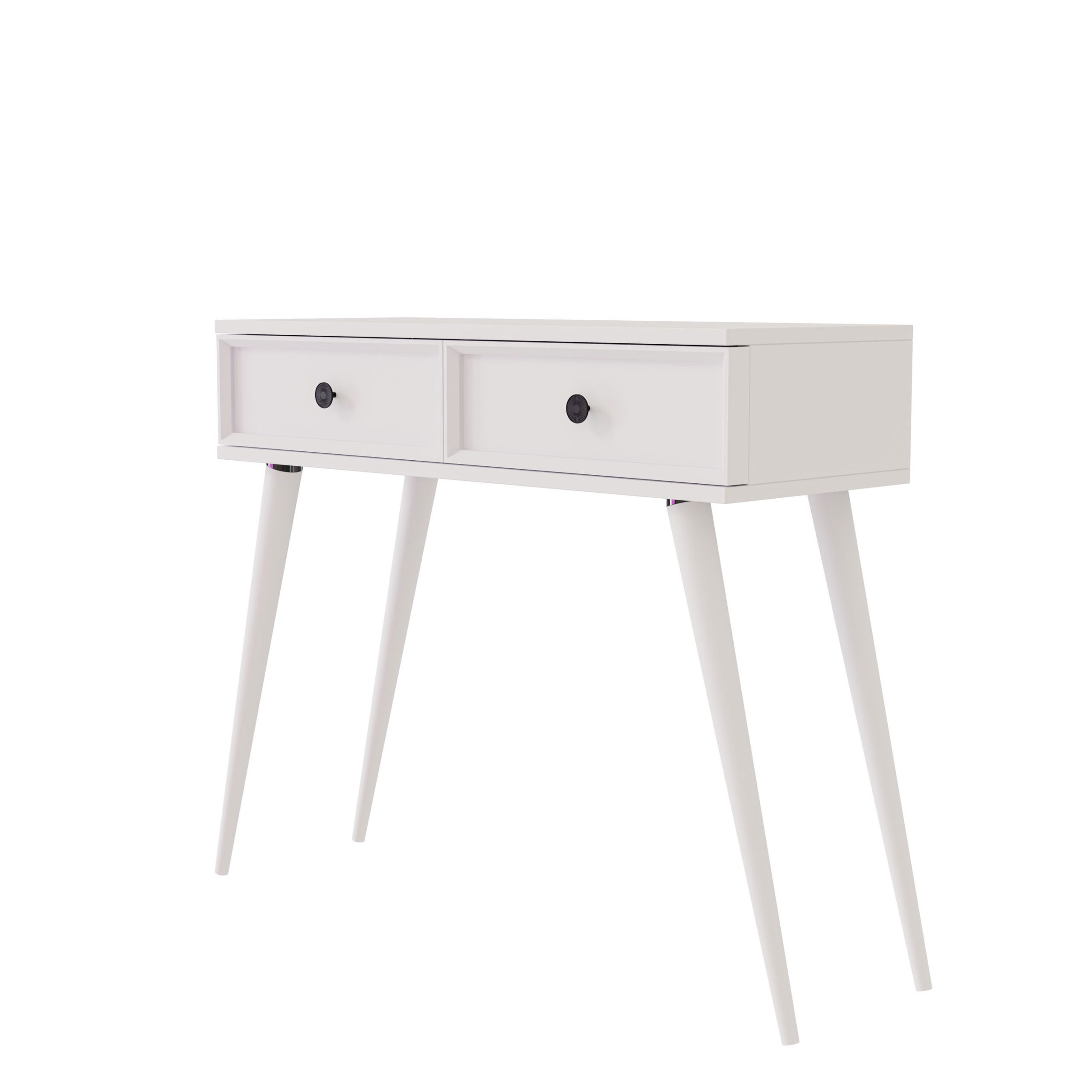 6021 LUNA (AHŞAP AYAKLI) MDF PROFİL ÇERÇEVELİ 2 ÇEKMECELİ DRESUAR BEYAZ