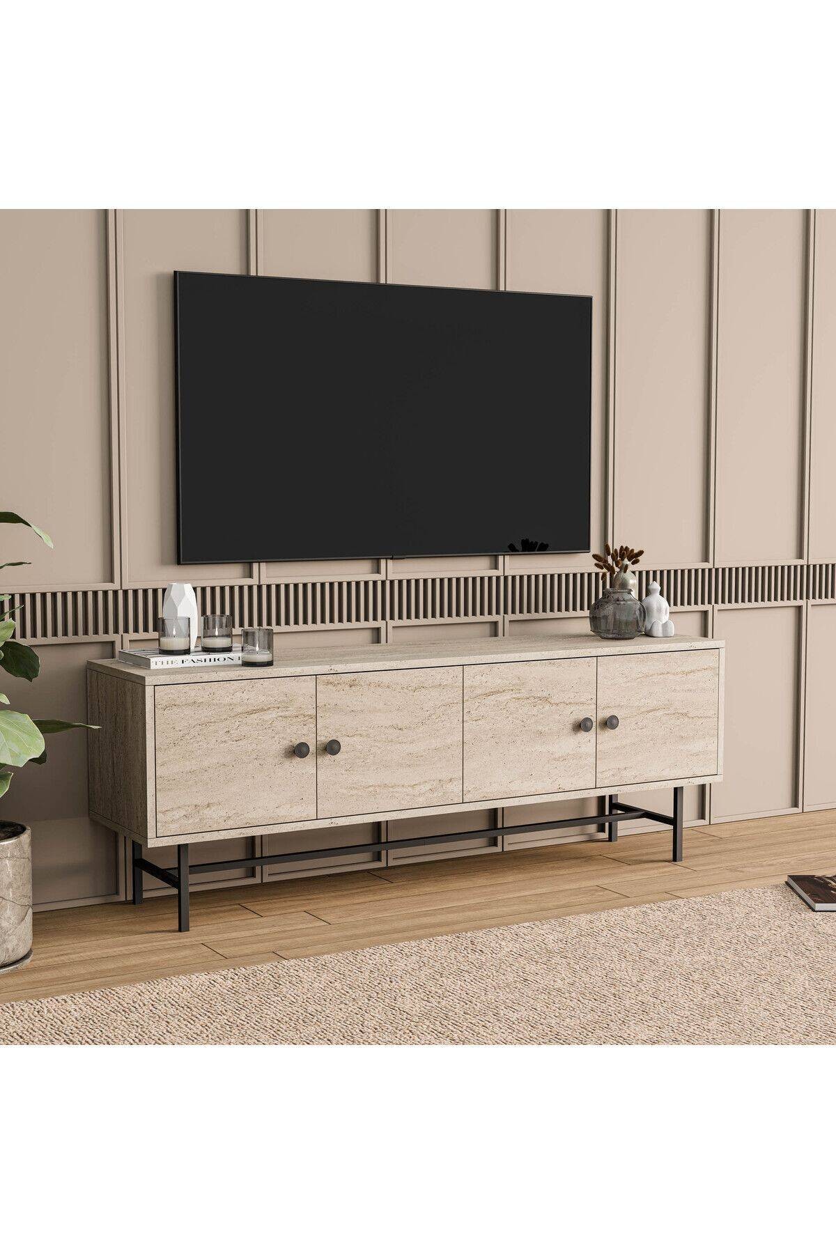 4040 DIAMOND METAL AYAKLI TV ÜNİTESİ 150 CM TRAVERTEN