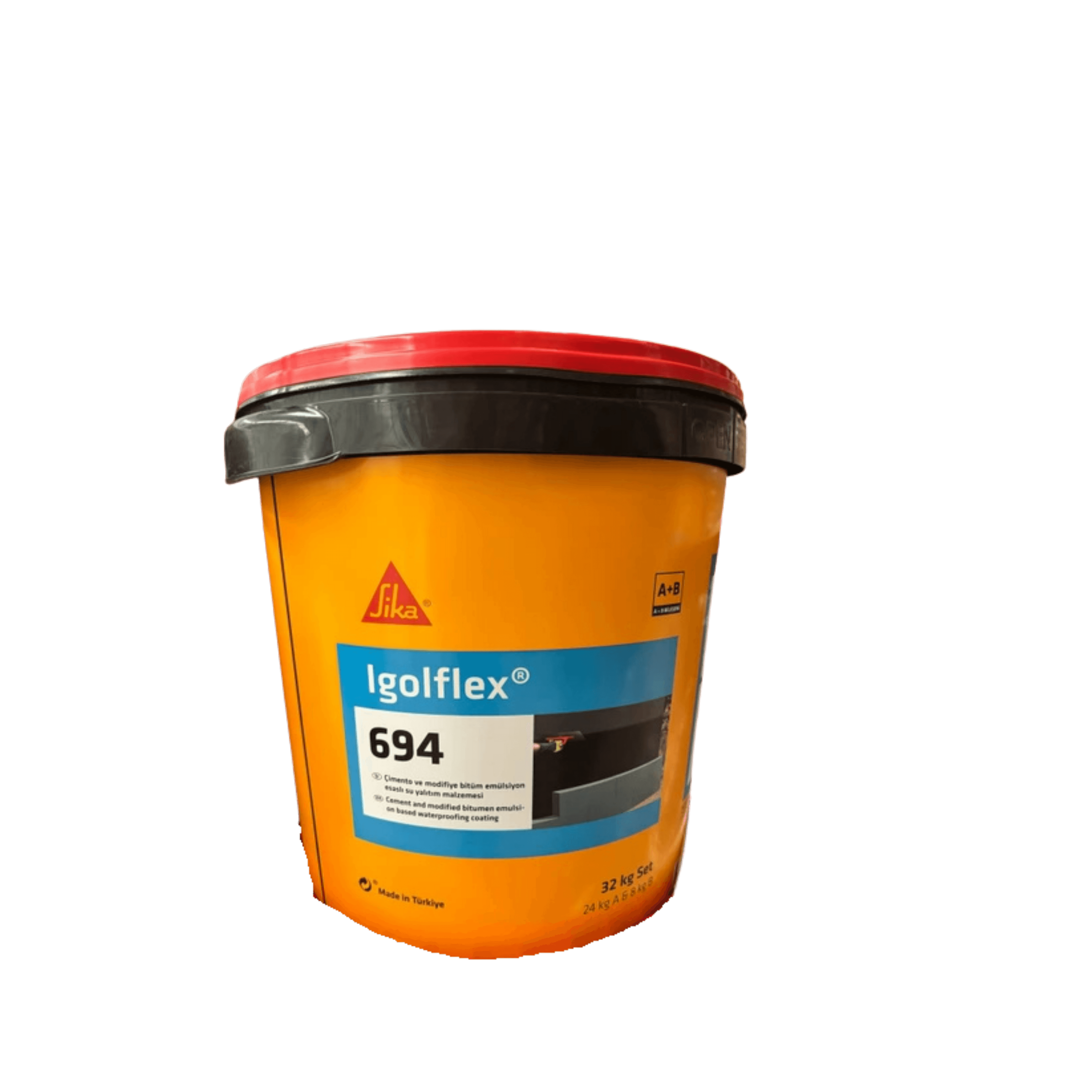 Sika Igolflex-694 Polimer Modifiye Bitüm Kauçuk, İki Bileşenli Su Yalıtım Kaplaması 32Kg(set)