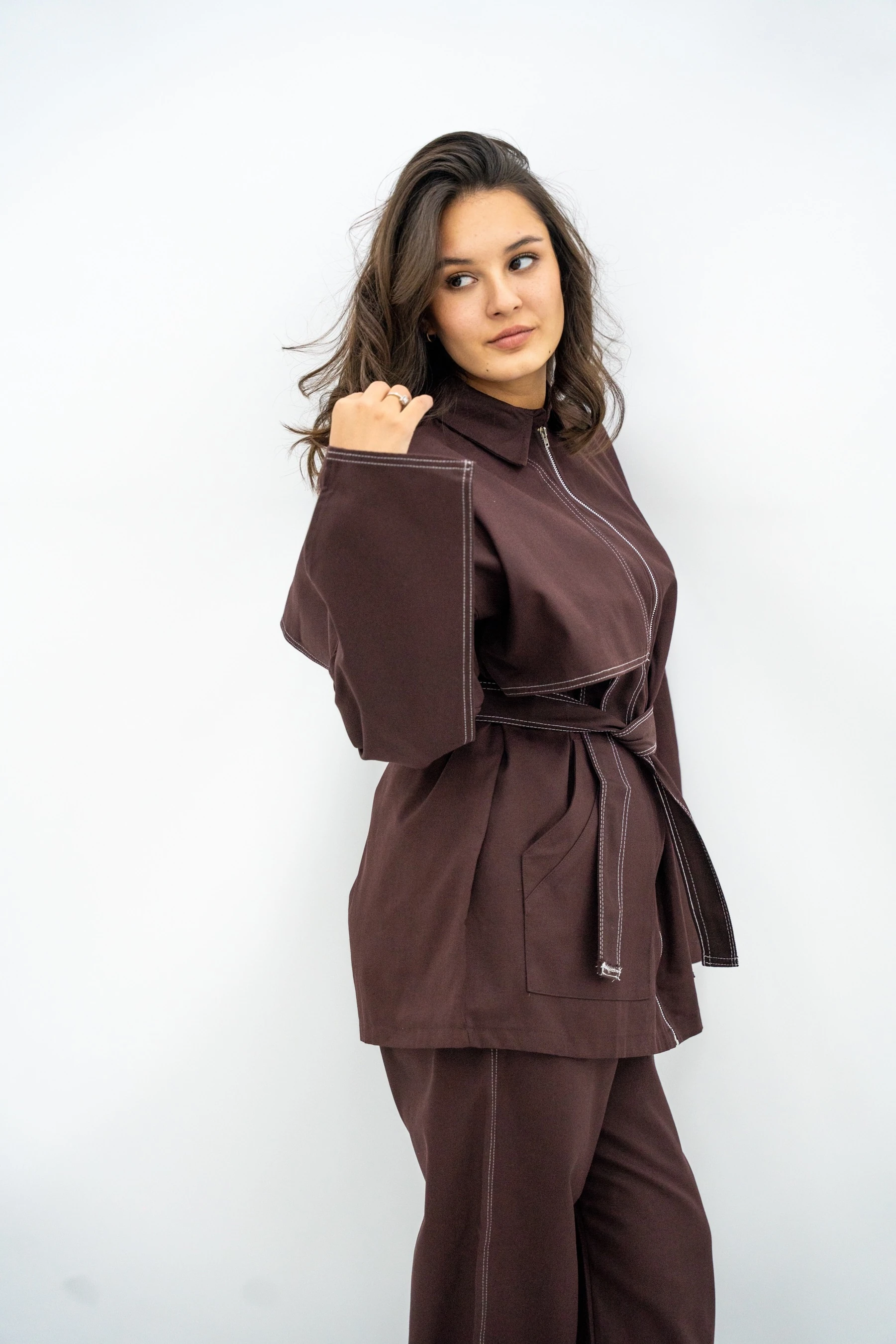 Bağlama Detaylı Fermuarlı Kot Takım 