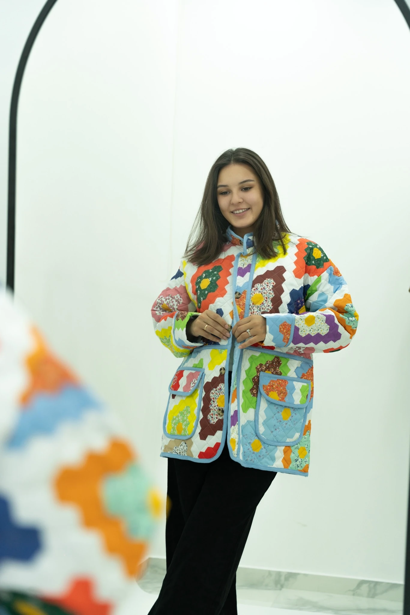 Renkli Kapitone Ceket 