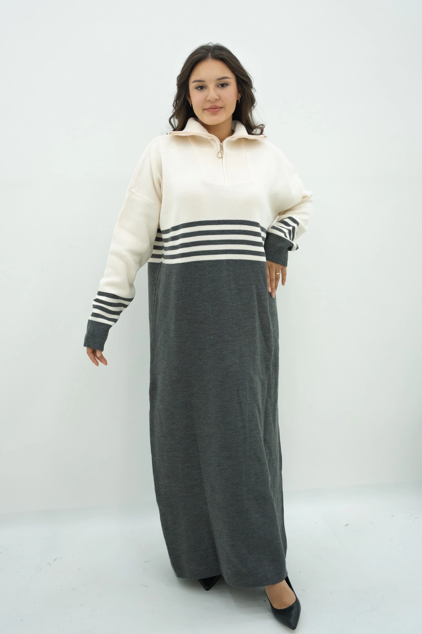 Çizgili Triko Elbise