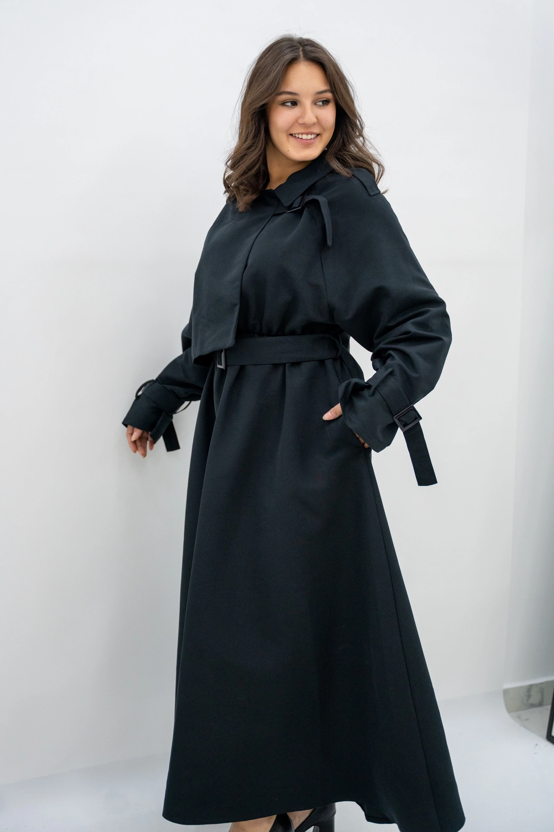 Kemer Detaylı Trenç Elbise