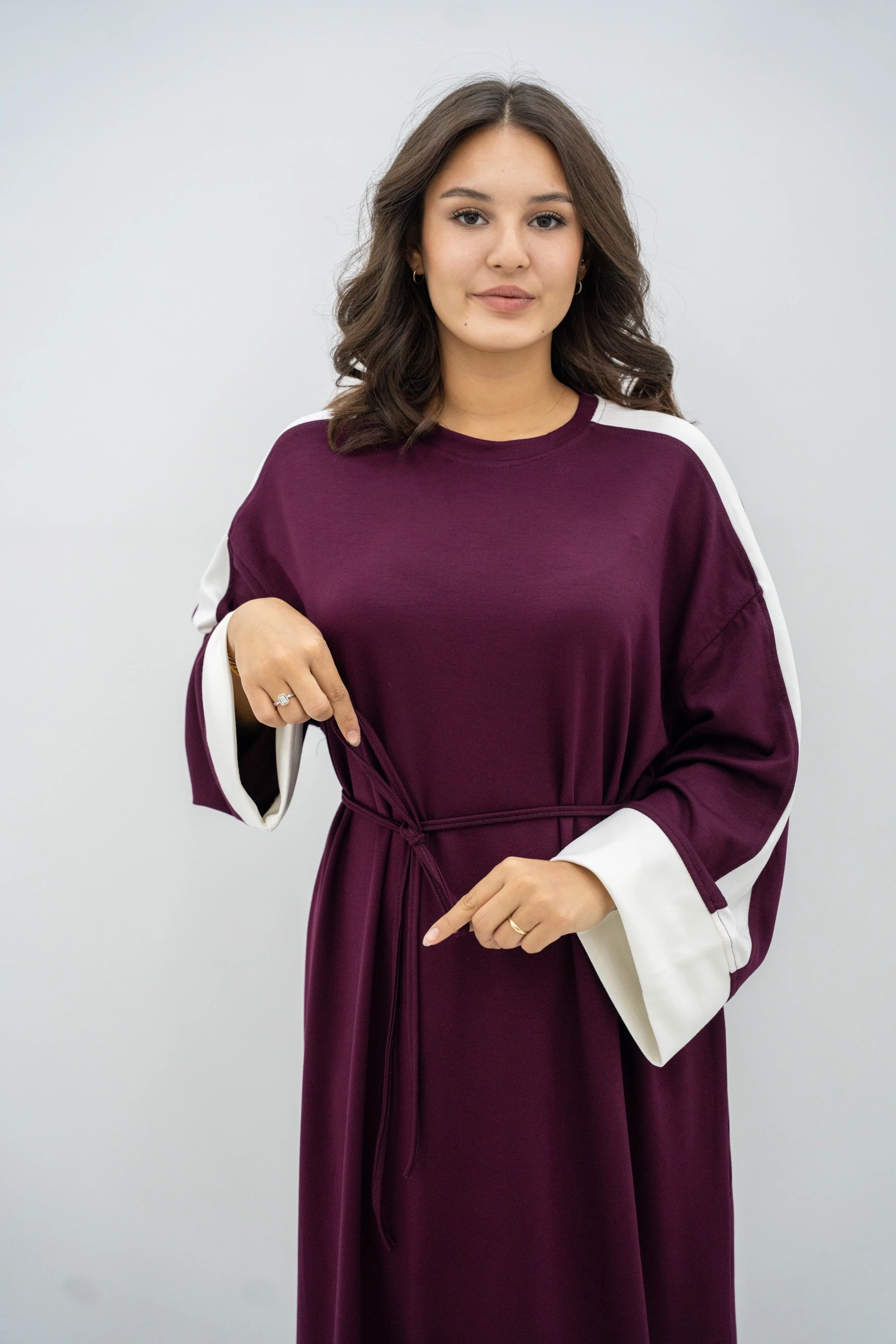 Balon Kol Çizgili Elbise 