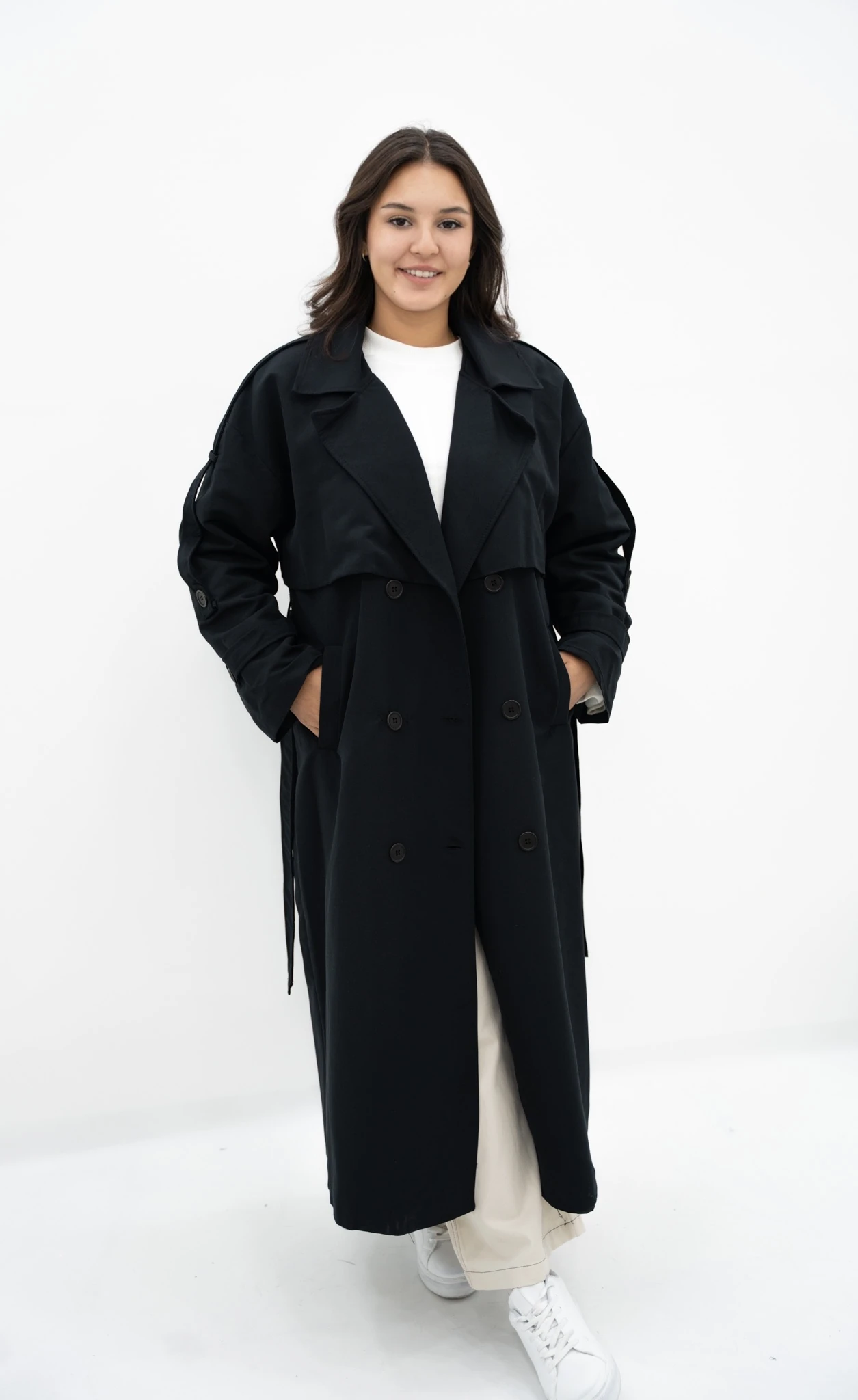 Pelerin Detaylı Trençkot - Siyah