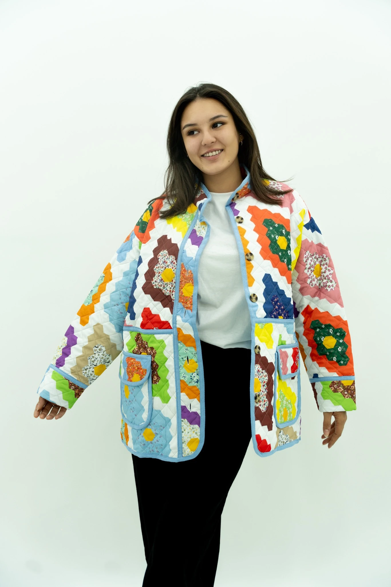 Renkli Kapitone Ceket 