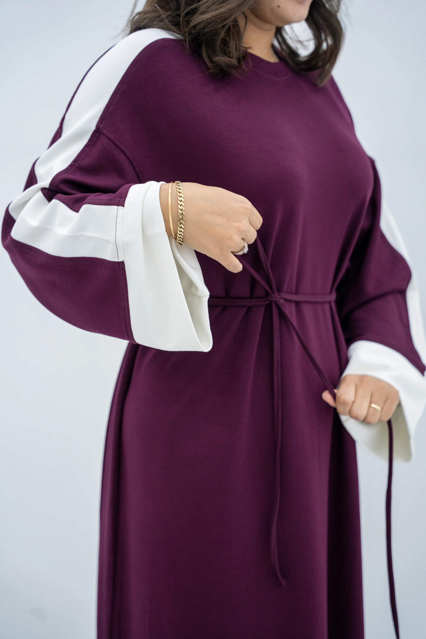 Balon Kol Çizgili Elbise 