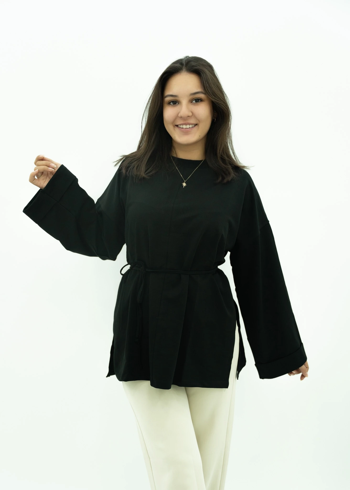 Dikiş Detaylı Tunik - Siyah