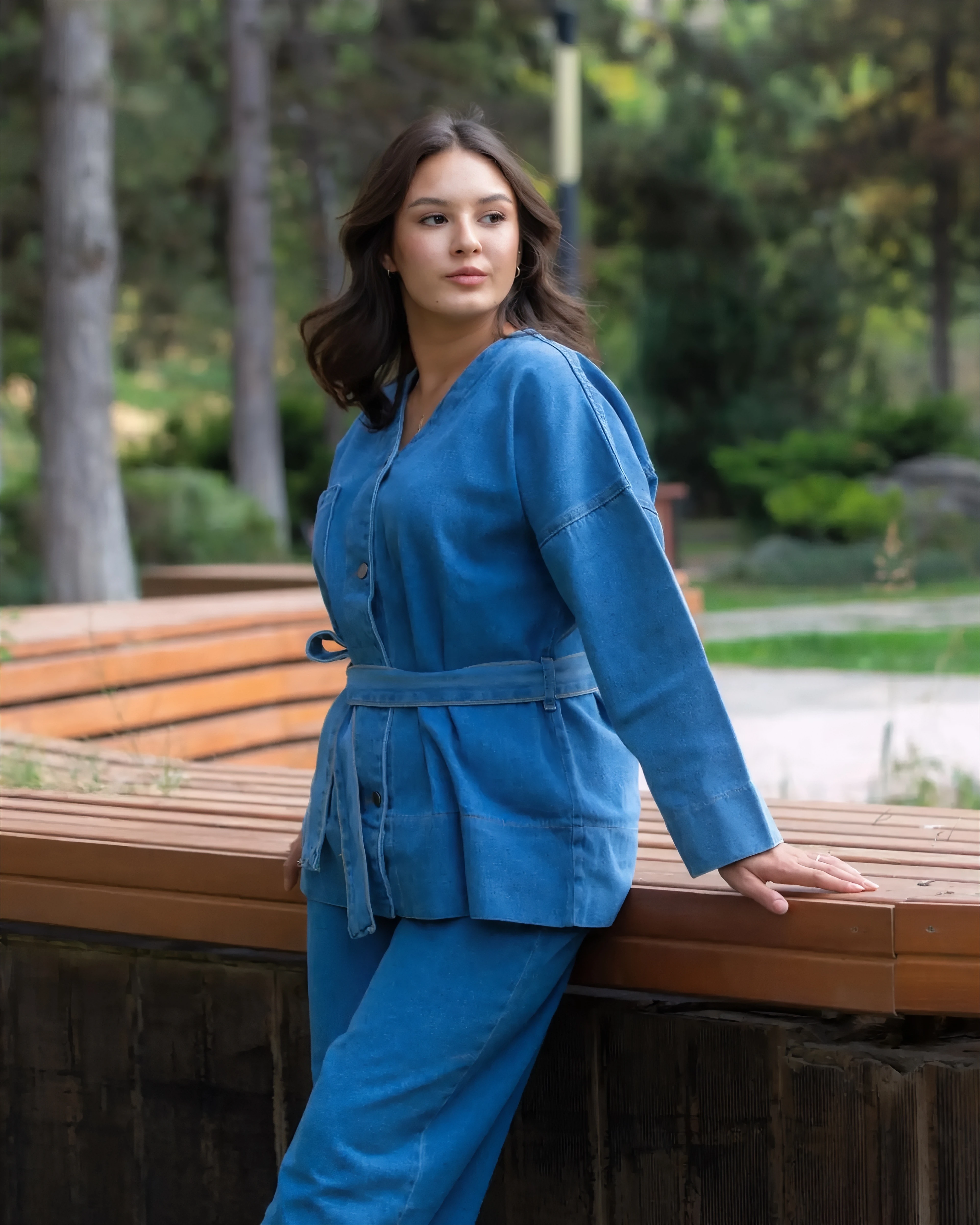 Belden Bağlamalı Kot Takım