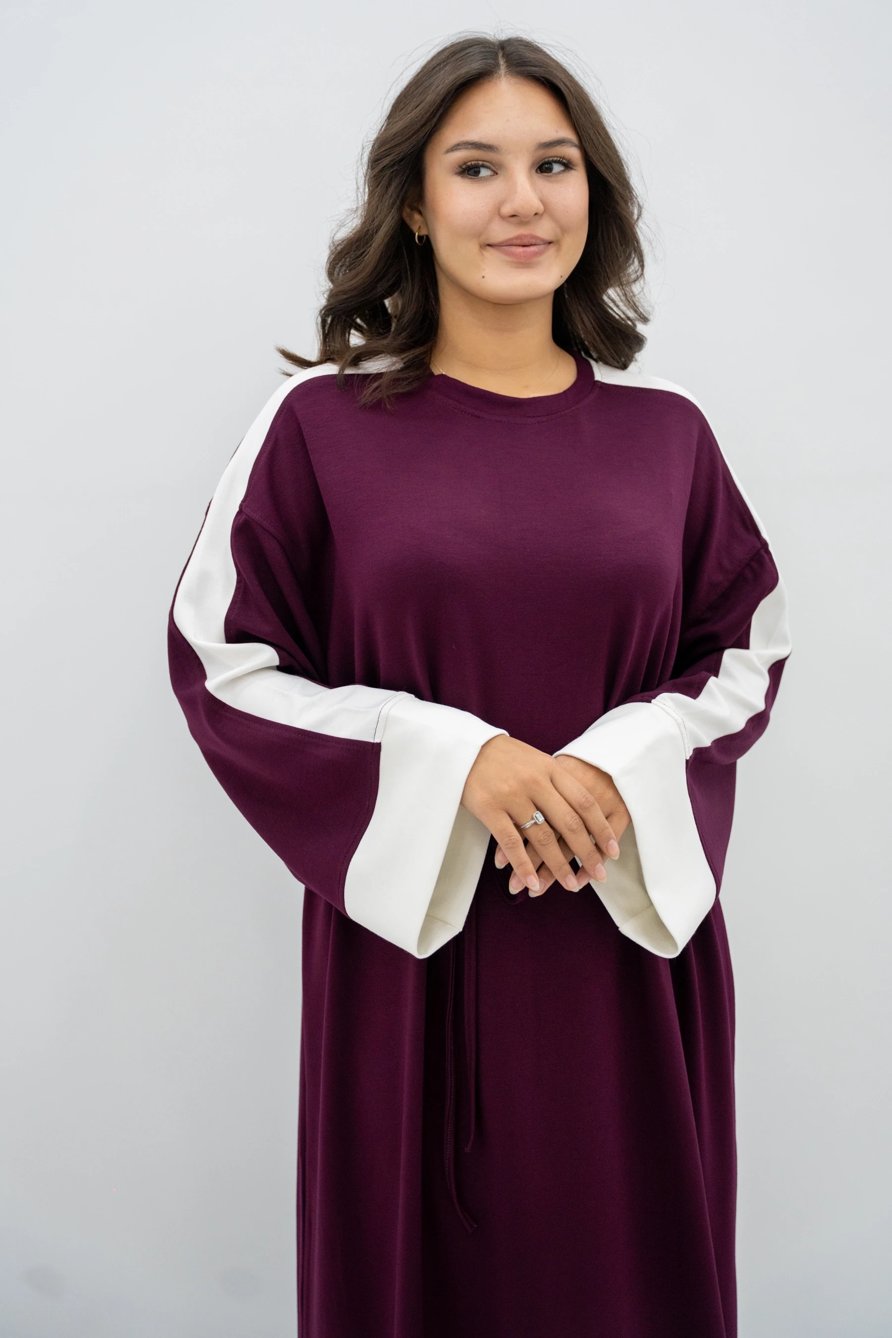 Balon Kol Çizgili Elbise 