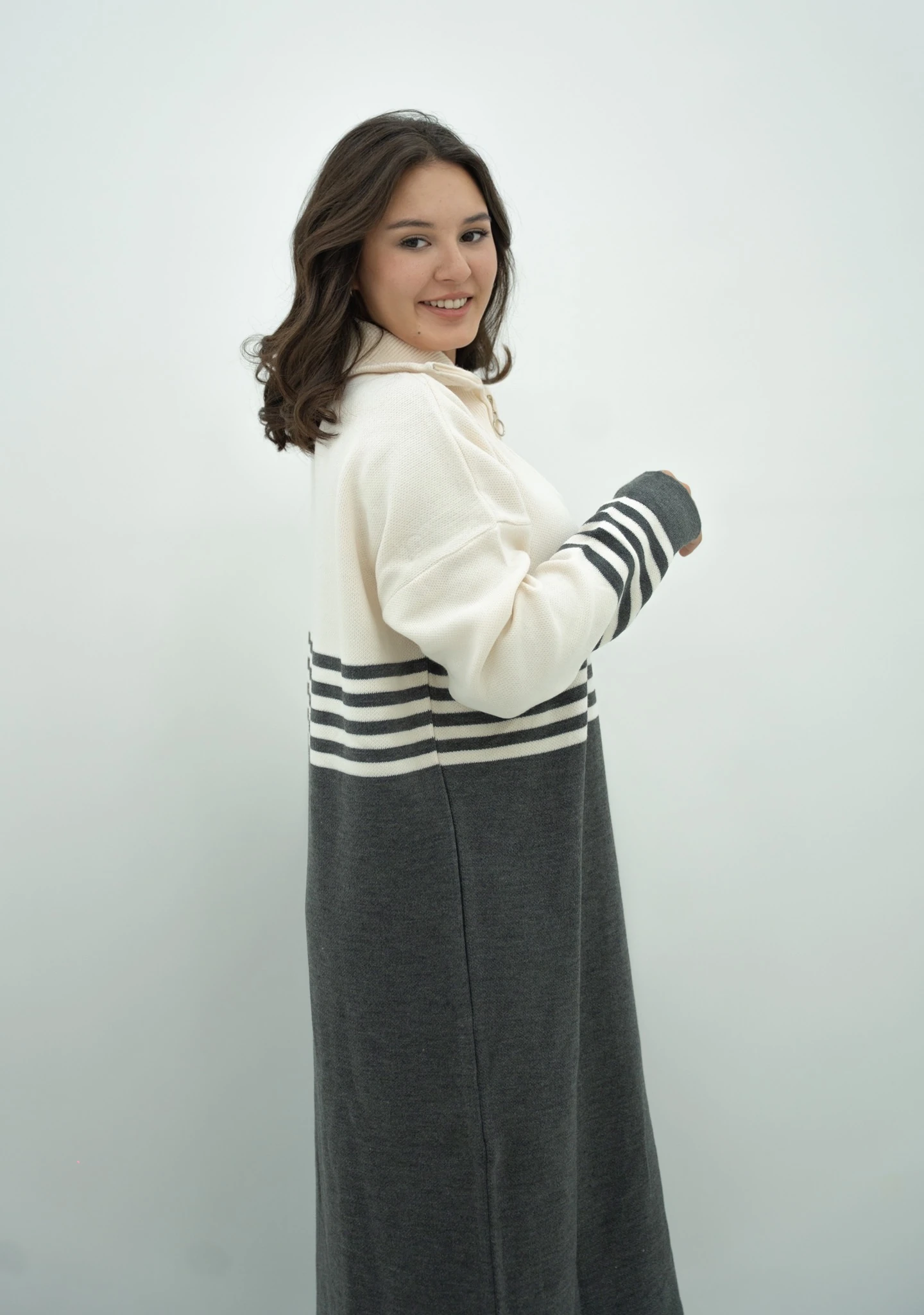 Çizgili Triko Elbise