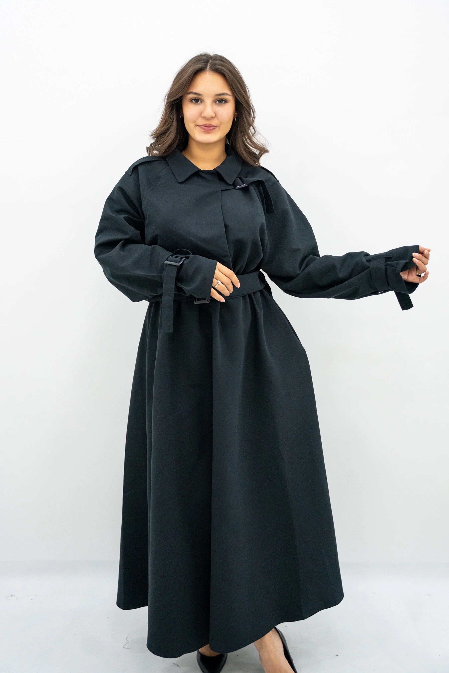 Kemer Detaylı Trenç Elbise