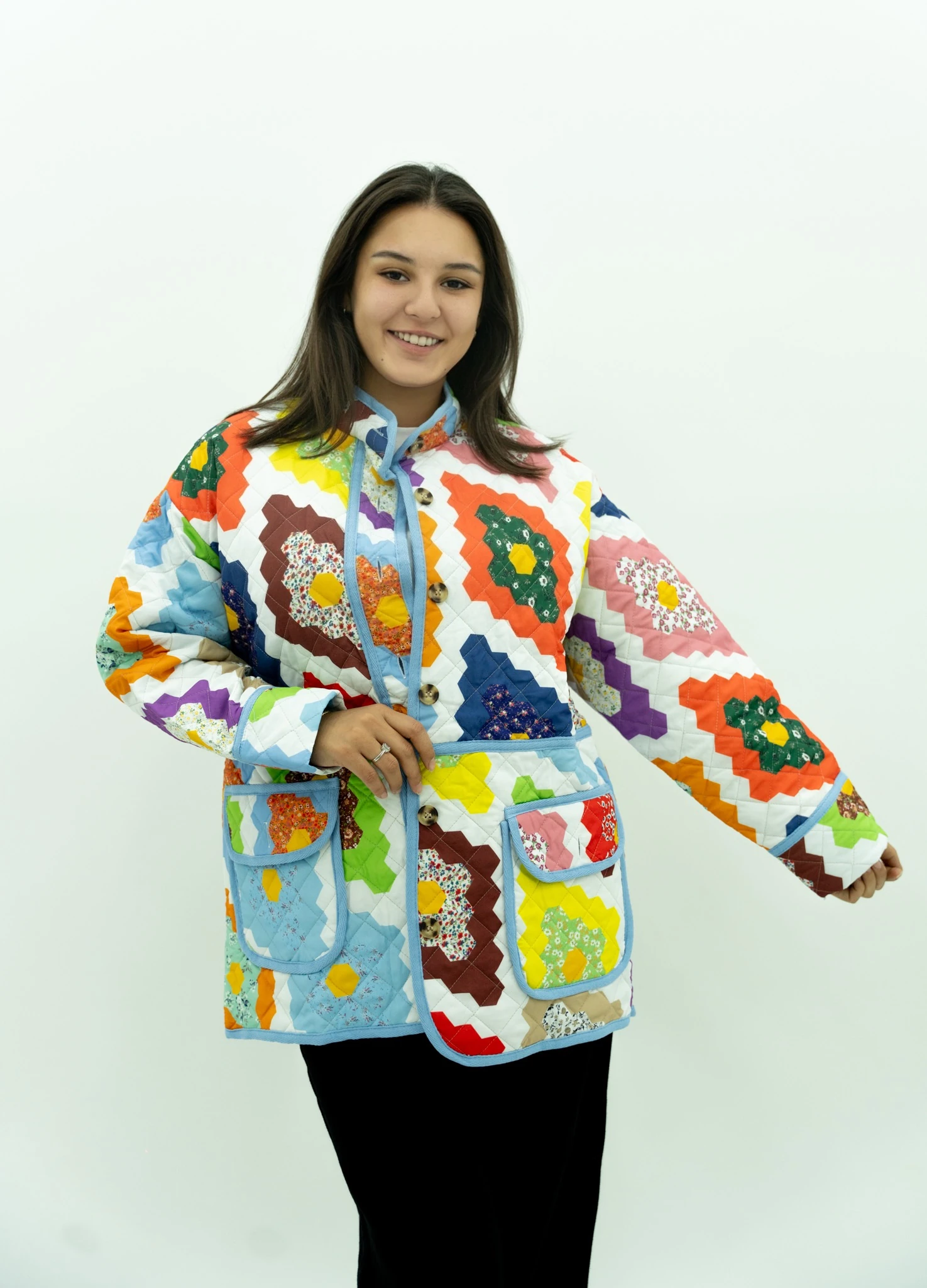 Renkli Kapitone Ceket 