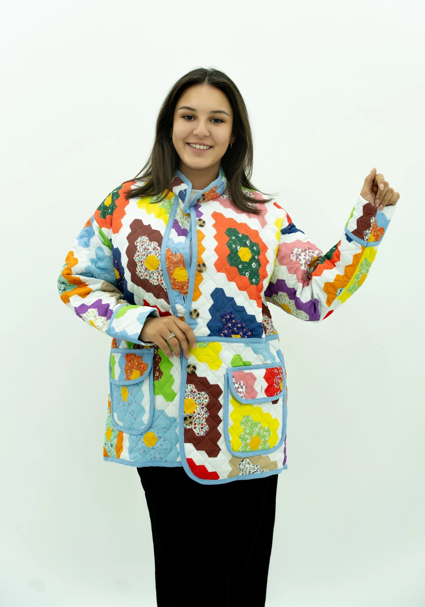 Renkli Kapitone Ceket 