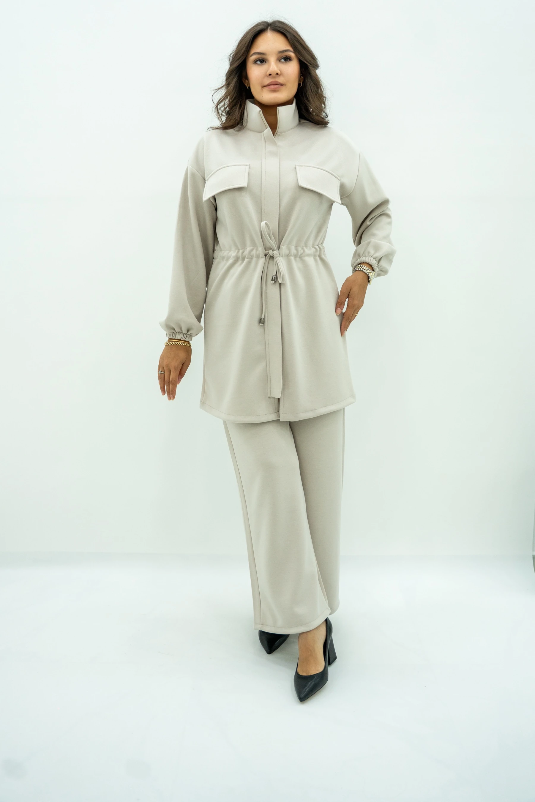 Beli Büzgülü Oysho Takım  - Krem