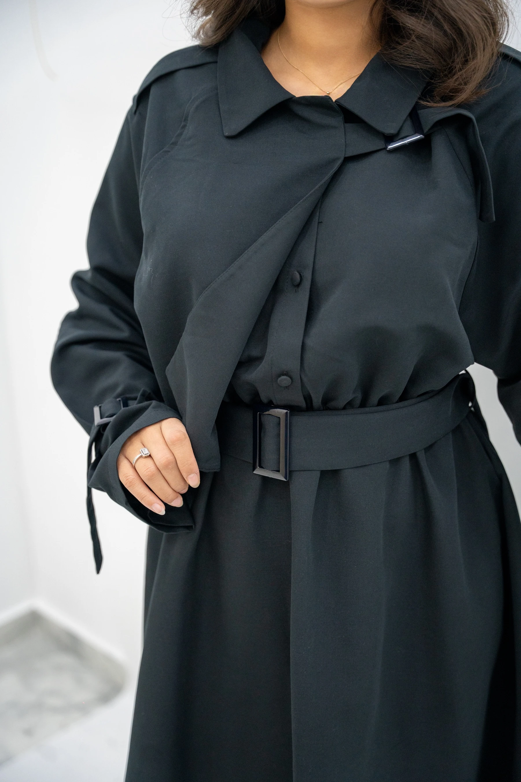 Kemer Detaylı Trenç Elbise