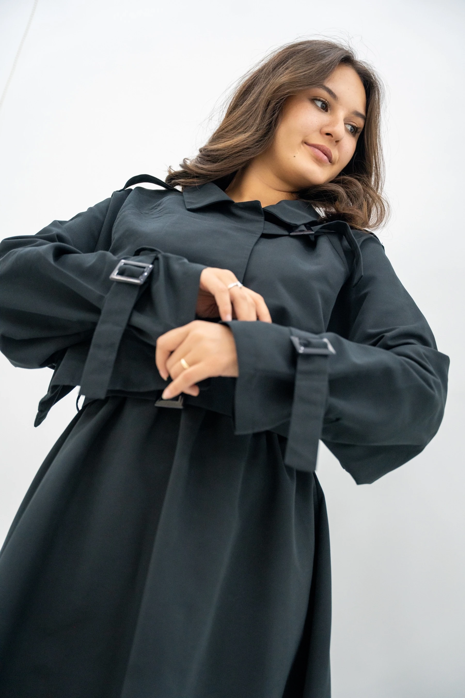 Kemer Detaylı Trenç Elbise