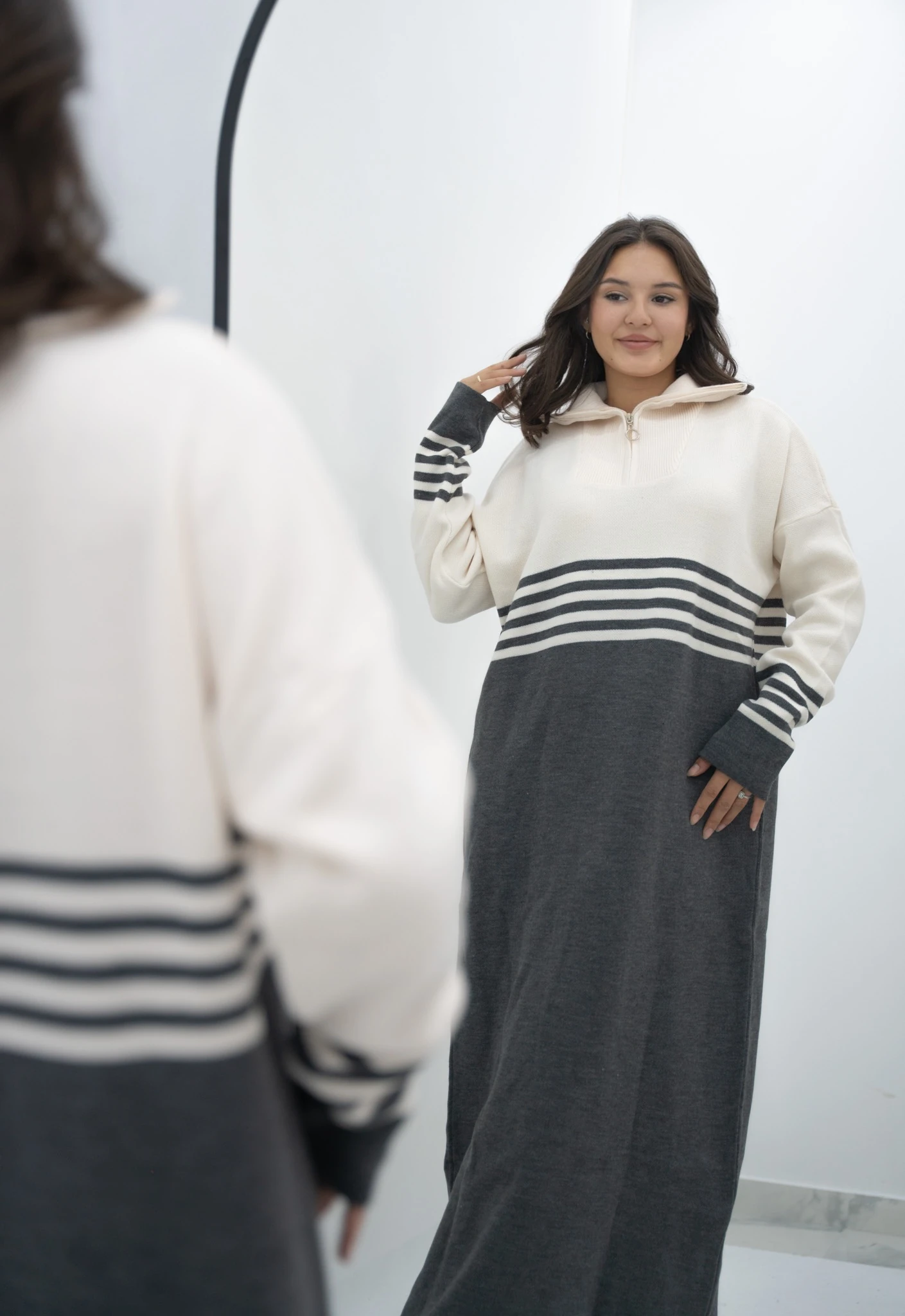 Çizgili Triko Elbise