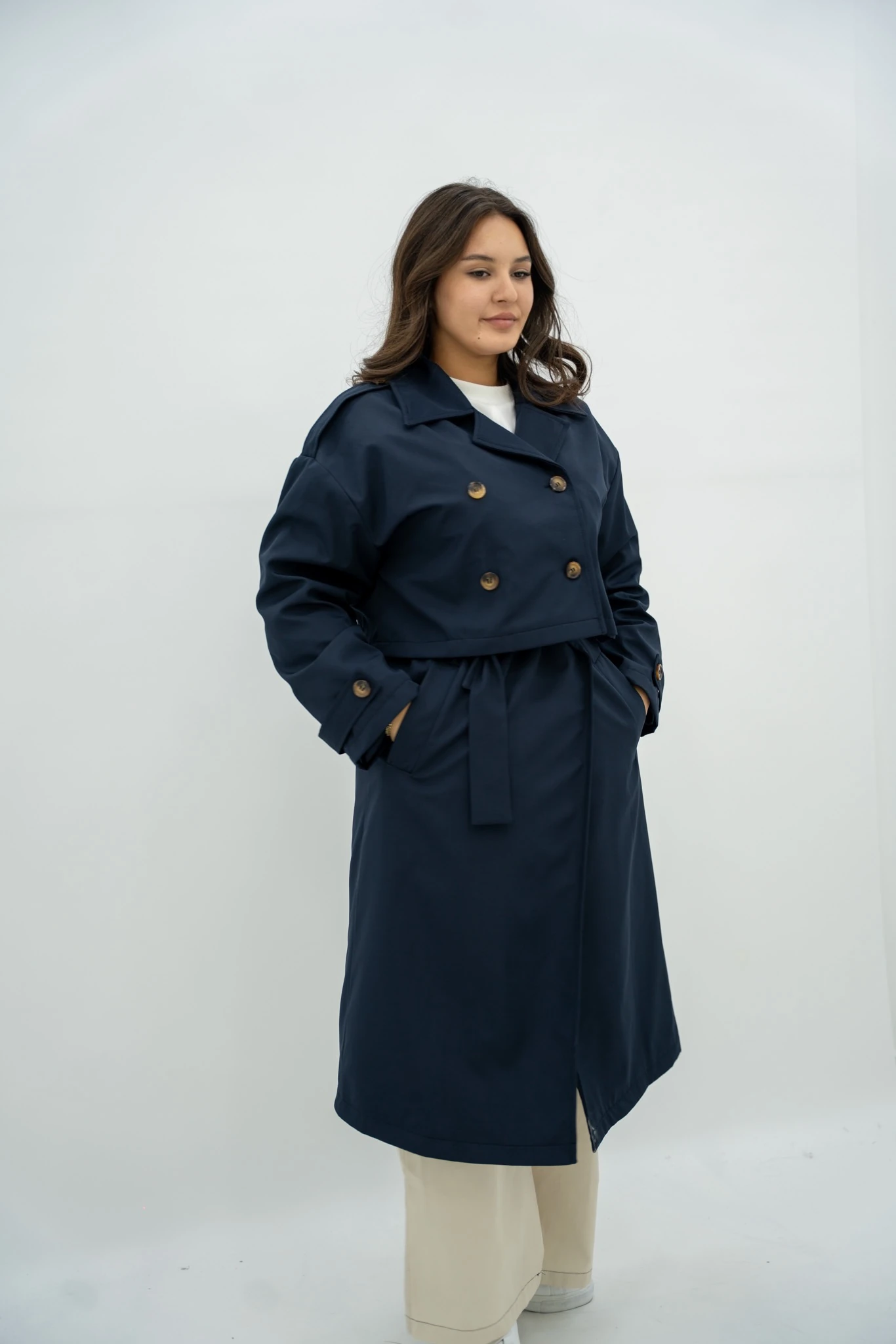 Kruvaze Takım Trençkot - Lacivert