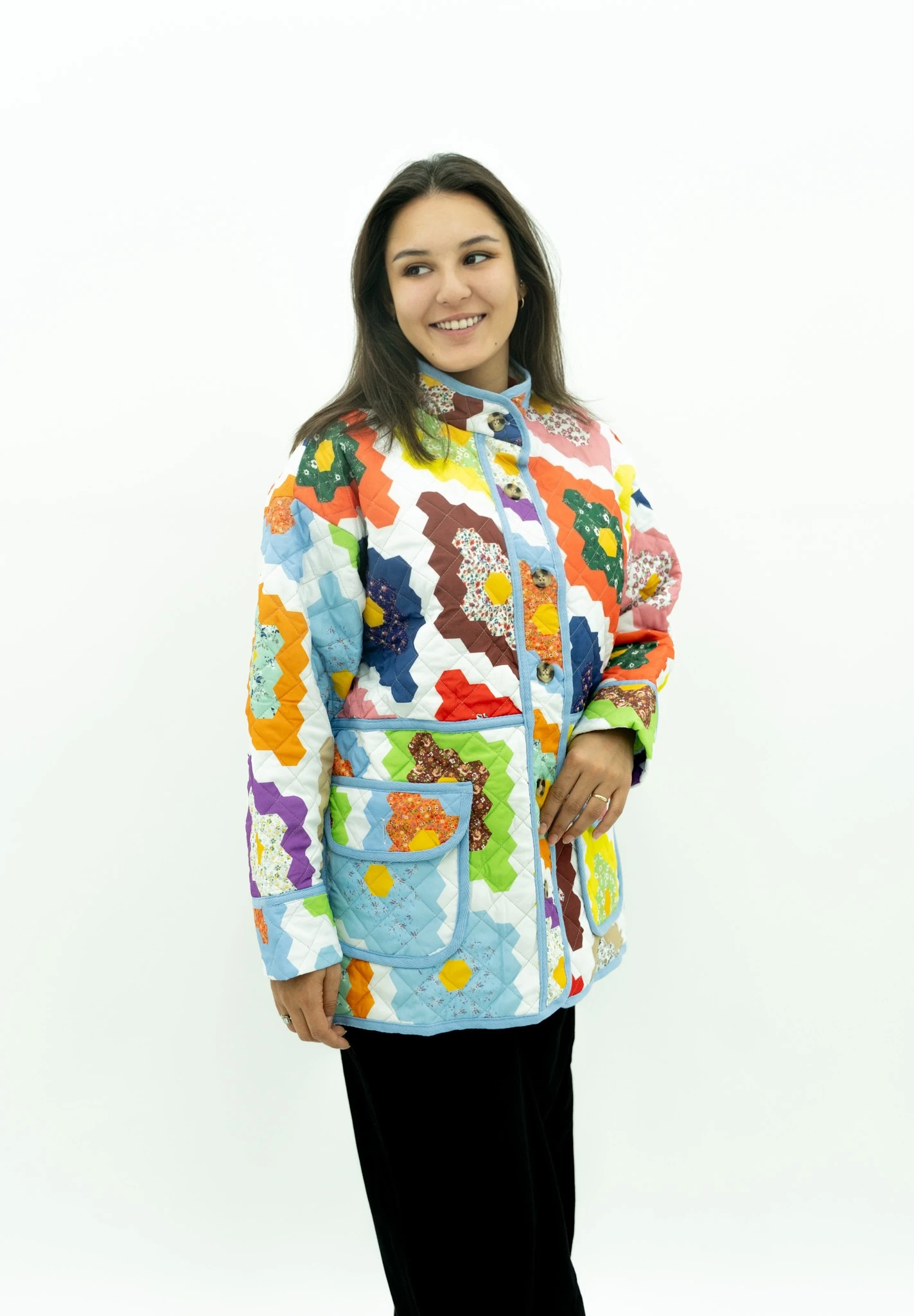 Renkli Kapitone Ceket 