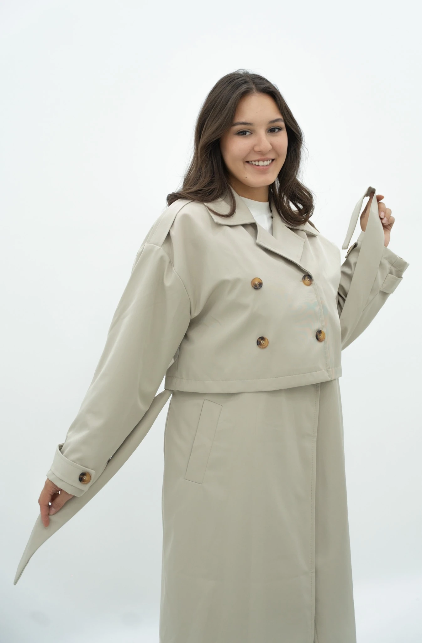 Kruvaze Takım Trençkot - Taş