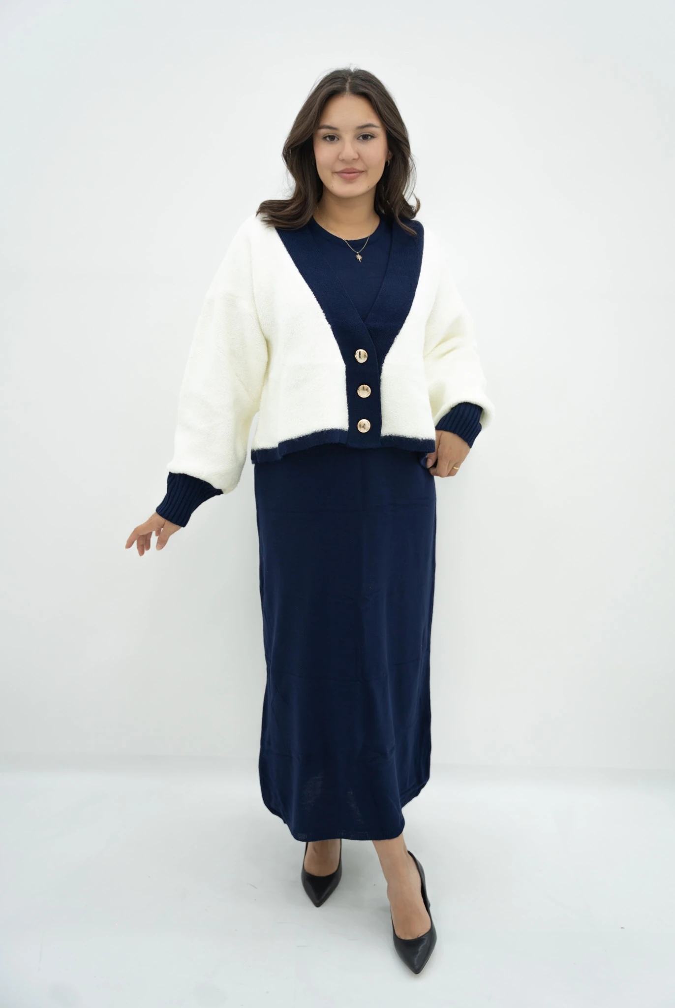 Stawberry Yelekli Triko Takım - Beyaz