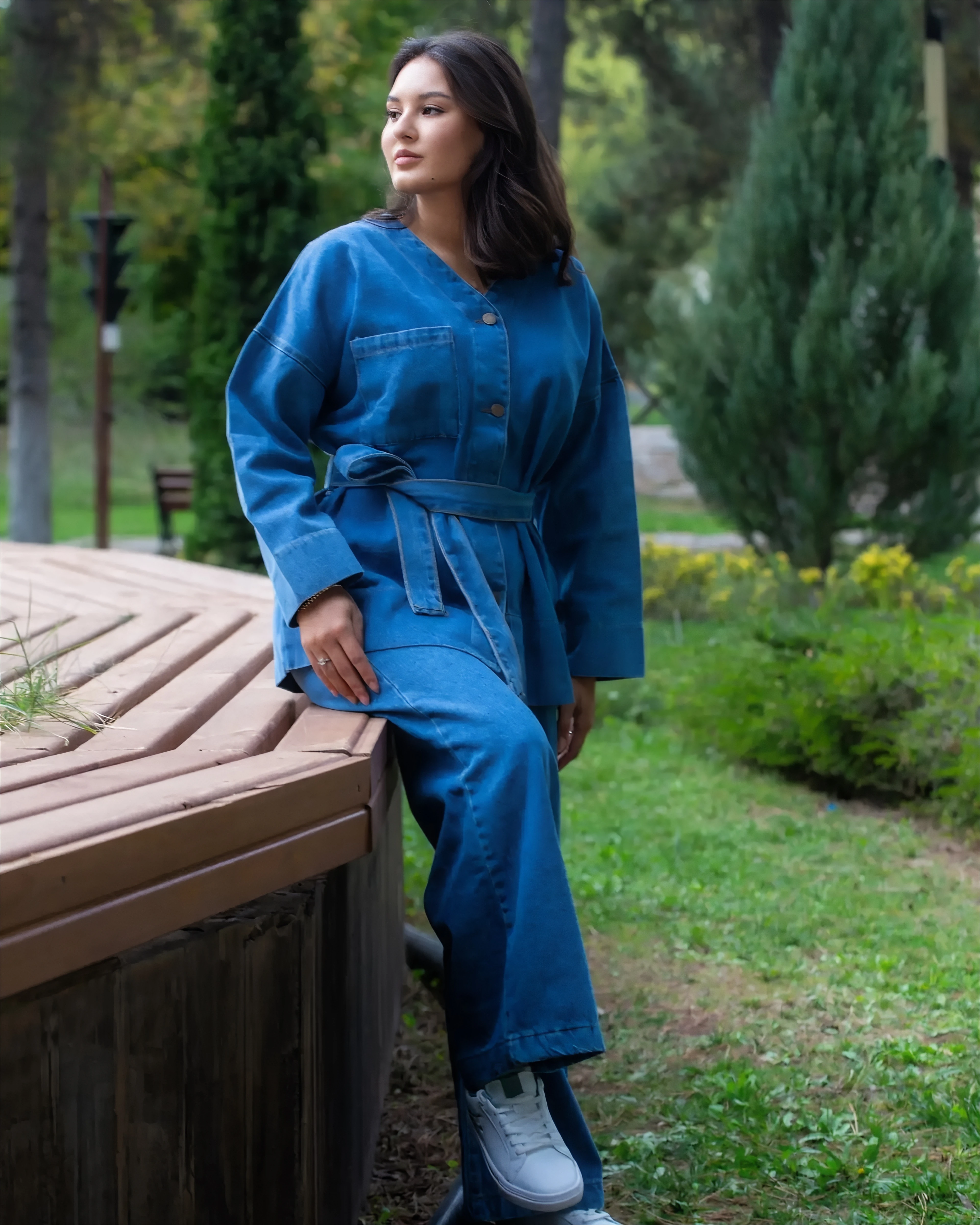 Belden Bağlamalı Kot Takım