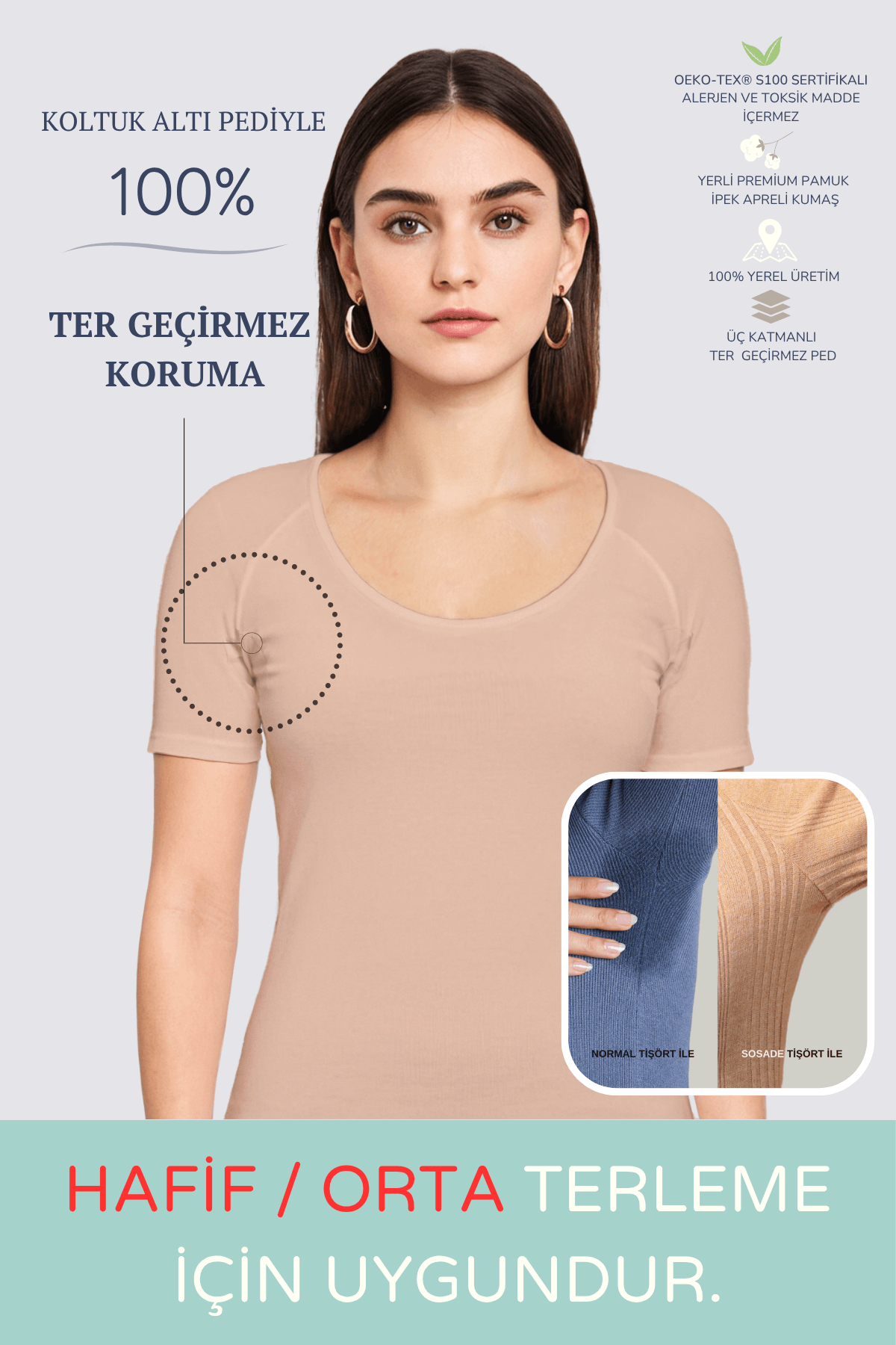 Kadın Basic Tişört · Dar Kesim - Ten Rengi