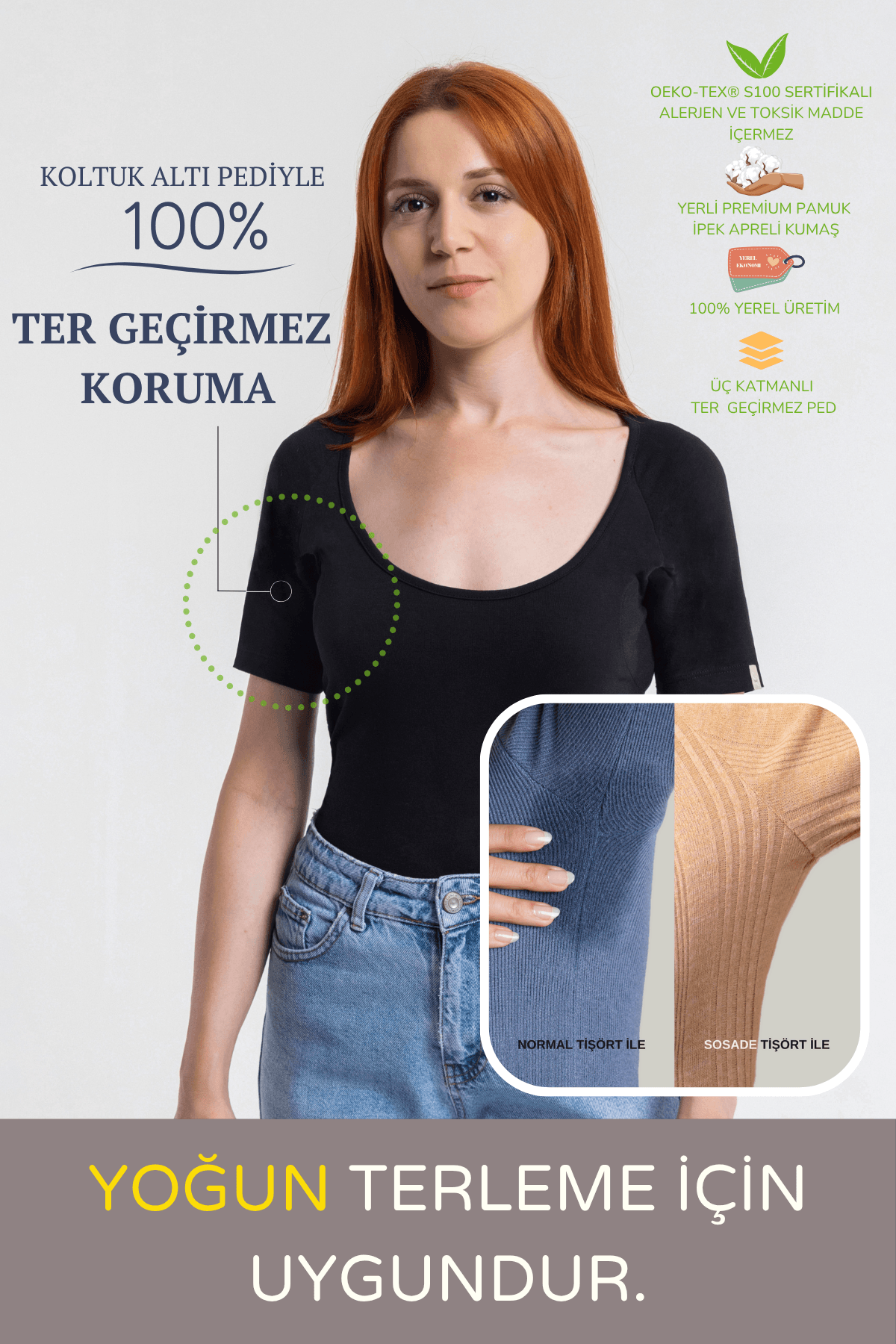 Geniş Yaka Tişört · Dar Kesim - Siyah