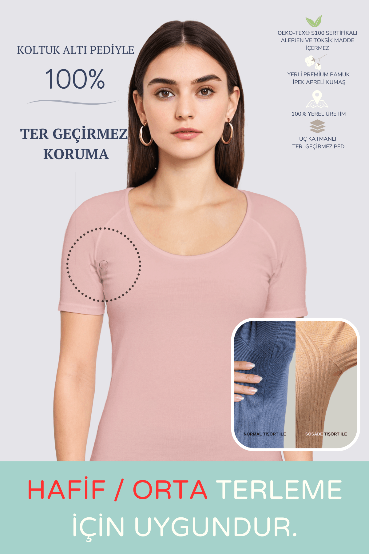 Kadın Basic Tişört · Dar Kesim - Gül Kurusu