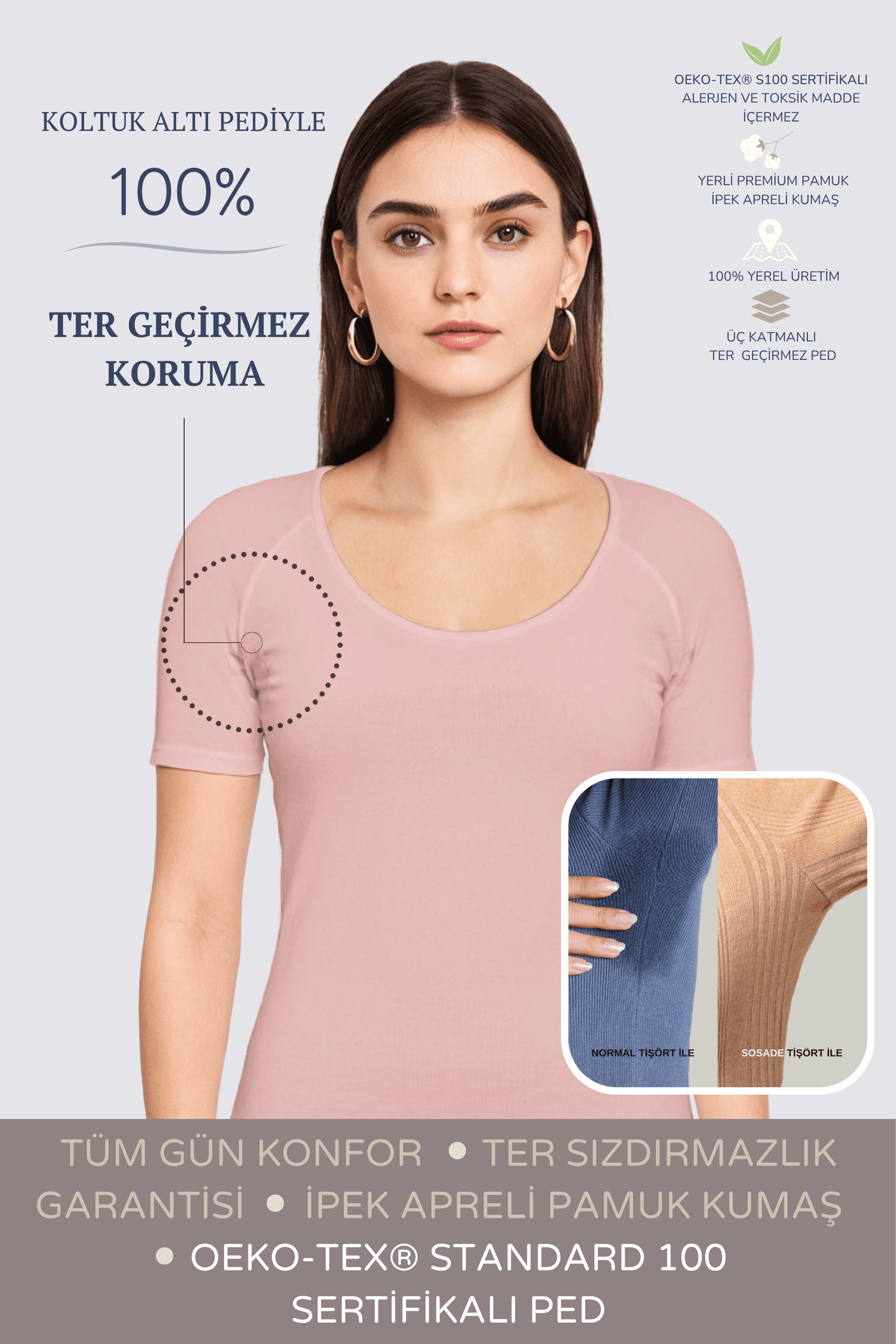 Kadın Basic Tişört · Dar Kesim - Gül Kurusu