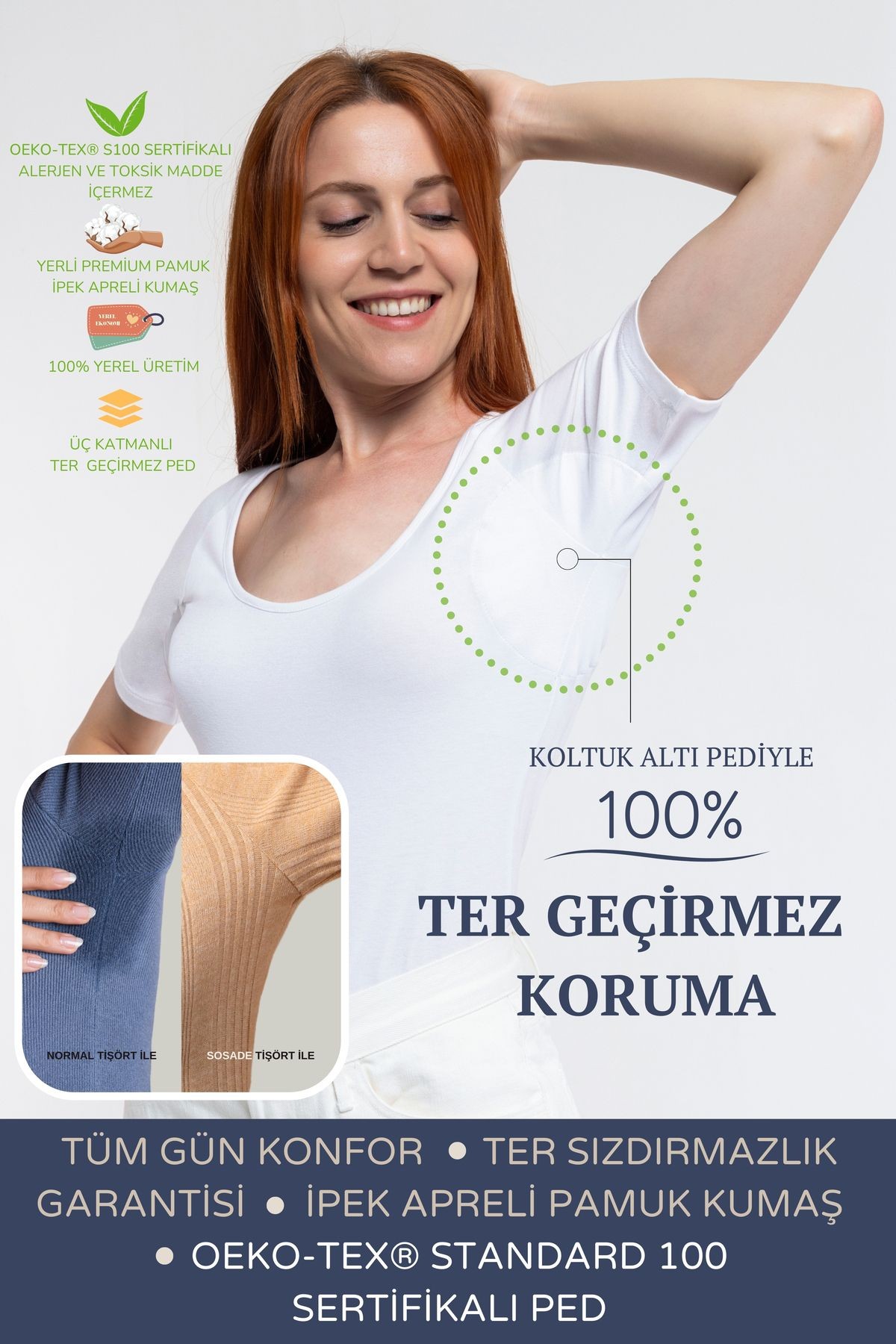 Geniş Yaka Tişört · Dar Kesim - Beyaz
